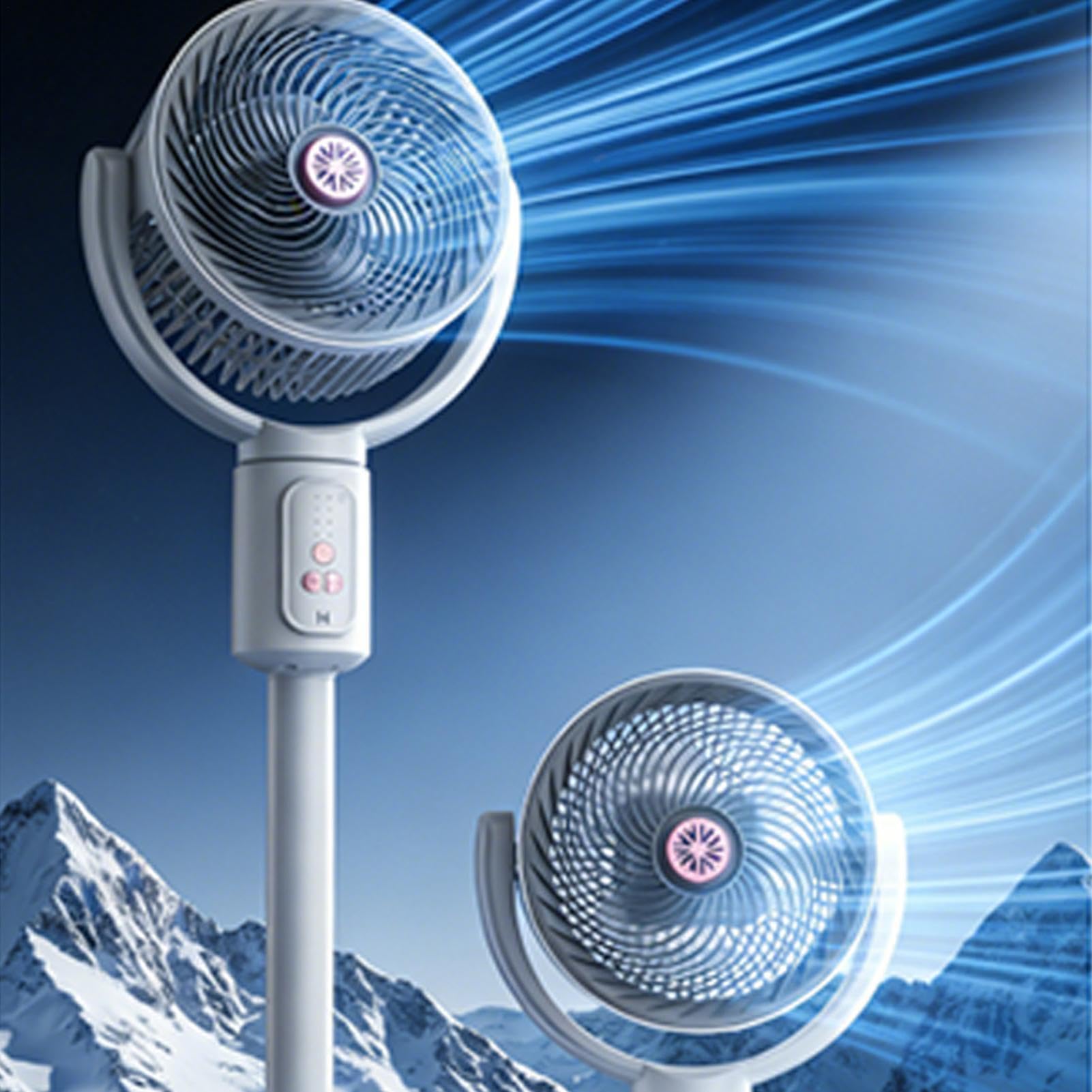 Ventilatore A Piantana Oscillante A 180° 5 Velocità Ricaricabile Altezza | Ventilatore Elettrico Da Pavimento Per Cucina Ufficio Domestico Dormitorio Lavoro Studio Sonno Campeggio