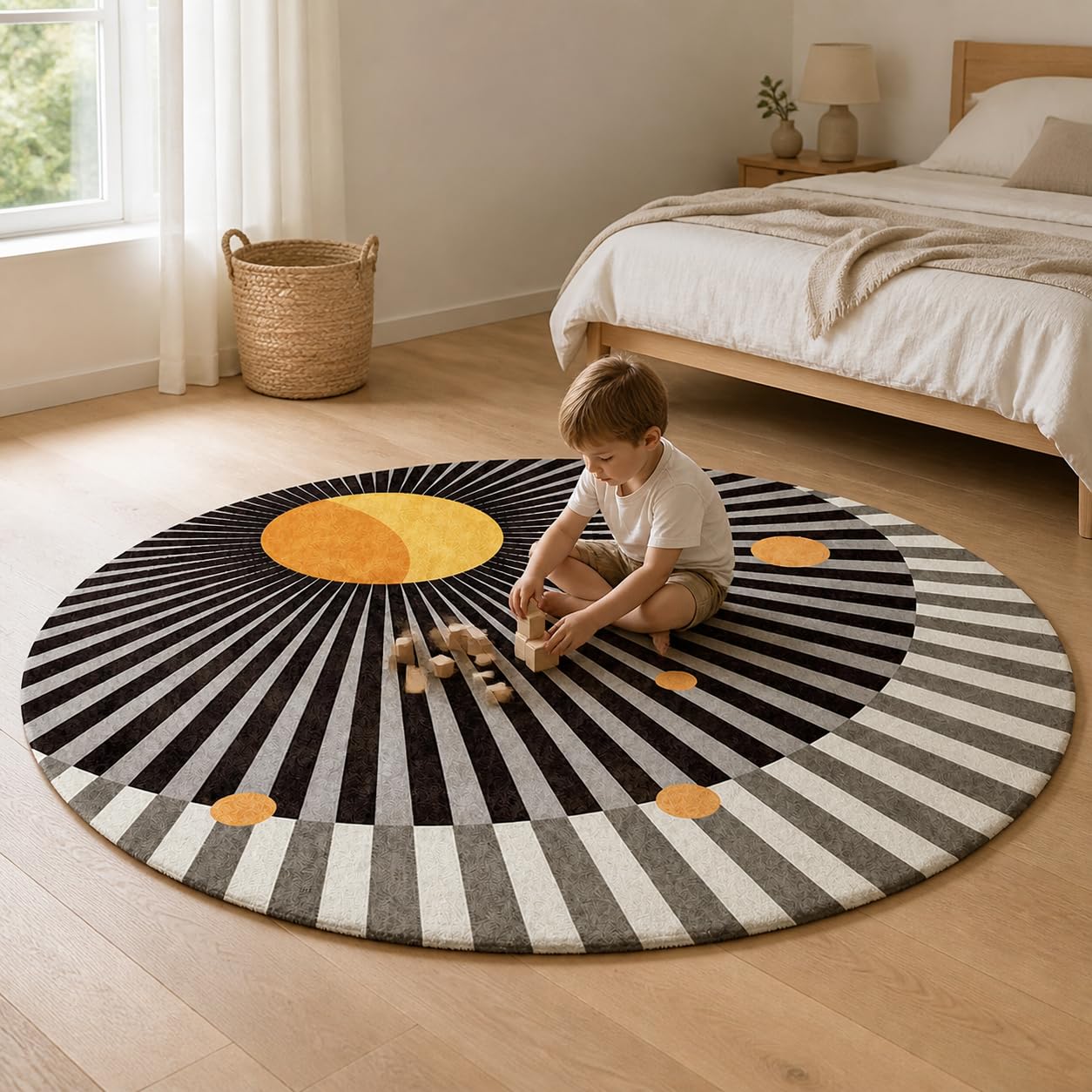 Tappeto Rotondo Nordico Geometrico