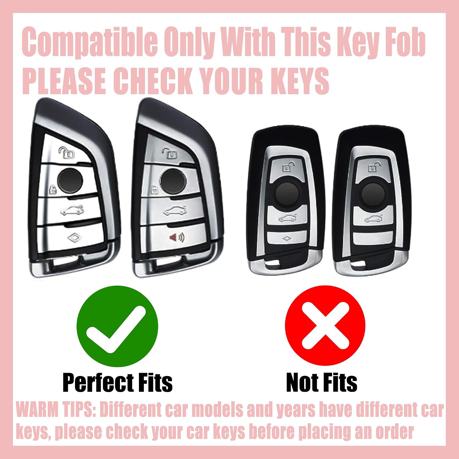 Cute Key Fob Cover with Rhinestone Bear Charm, Bling TPU Smart Key Case for Women, Compatible with BMW 2 4 5 6 7 X1 X2 X3 X4 X5 X6 430i 340i 840i M Series 2015-2023 (4-Button, Gold Pink) image 2