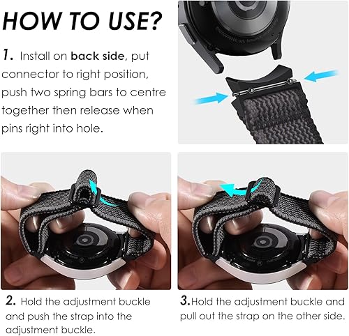 Miniatura 7 de WINGLE Correas deportivas de nailon tejido para Galaxy Watch 6 de 1.850 in 1.693 inGalaxy Watch 5 Band ProSamsung Watch 4 Band Classic 1.811 in