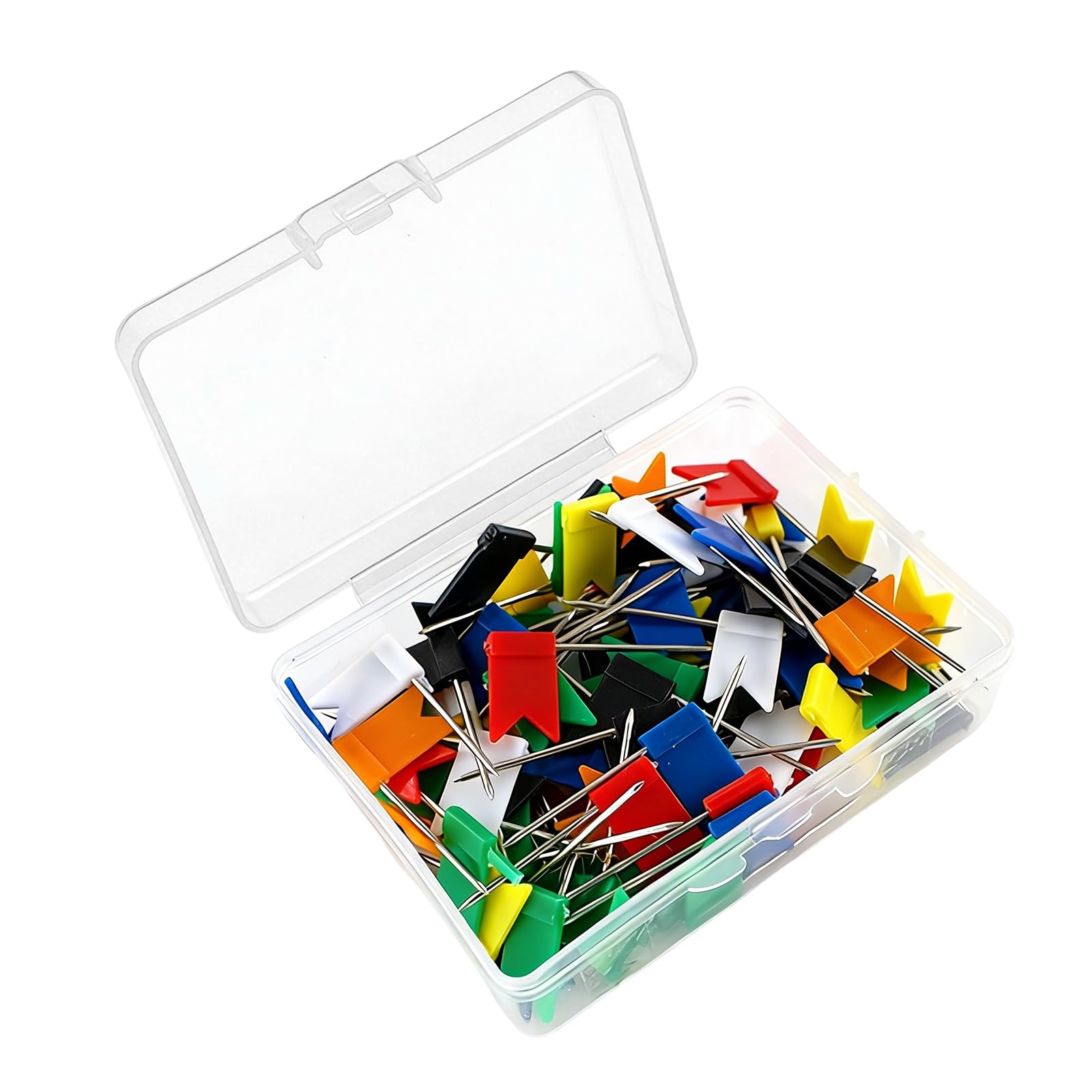 of 100 Colorful Flag Shaped Push Pins Set Assorted Color Thumbtacks for Wall Maps Cork Boards and Offices Displays Flag Pins Push