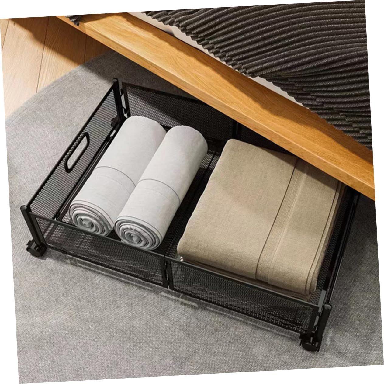 under Bed Storage Organizer Capacity Folding Wheels for Space Saving Bedroom Multi-purpose Use under Bed and Sofa Efficient Storage for Tidy Rooms