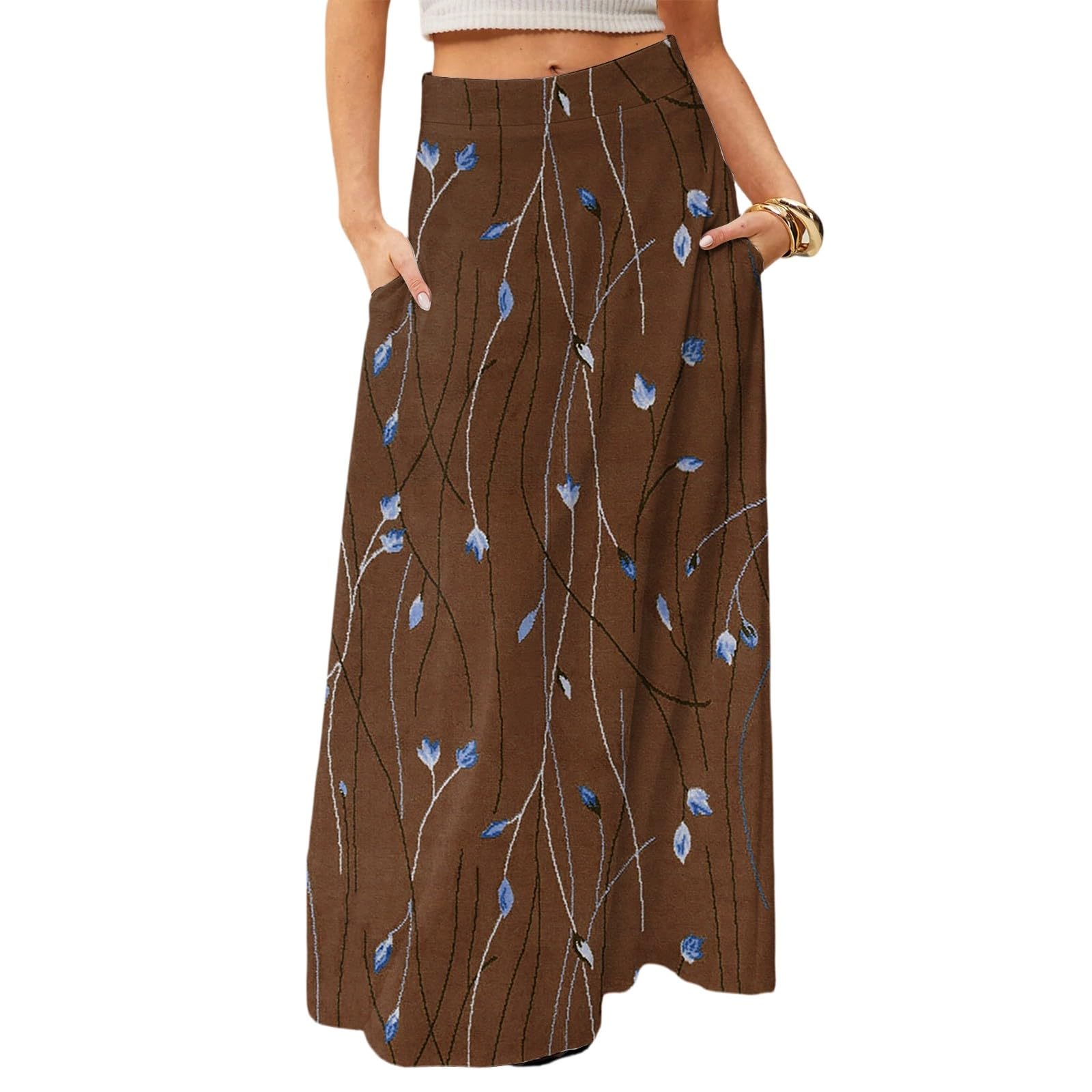 Skirts for Women Floral Fashion Boho Maxi Skirts 2026 Trendy A Line Skirt Beach Vacation Skirt