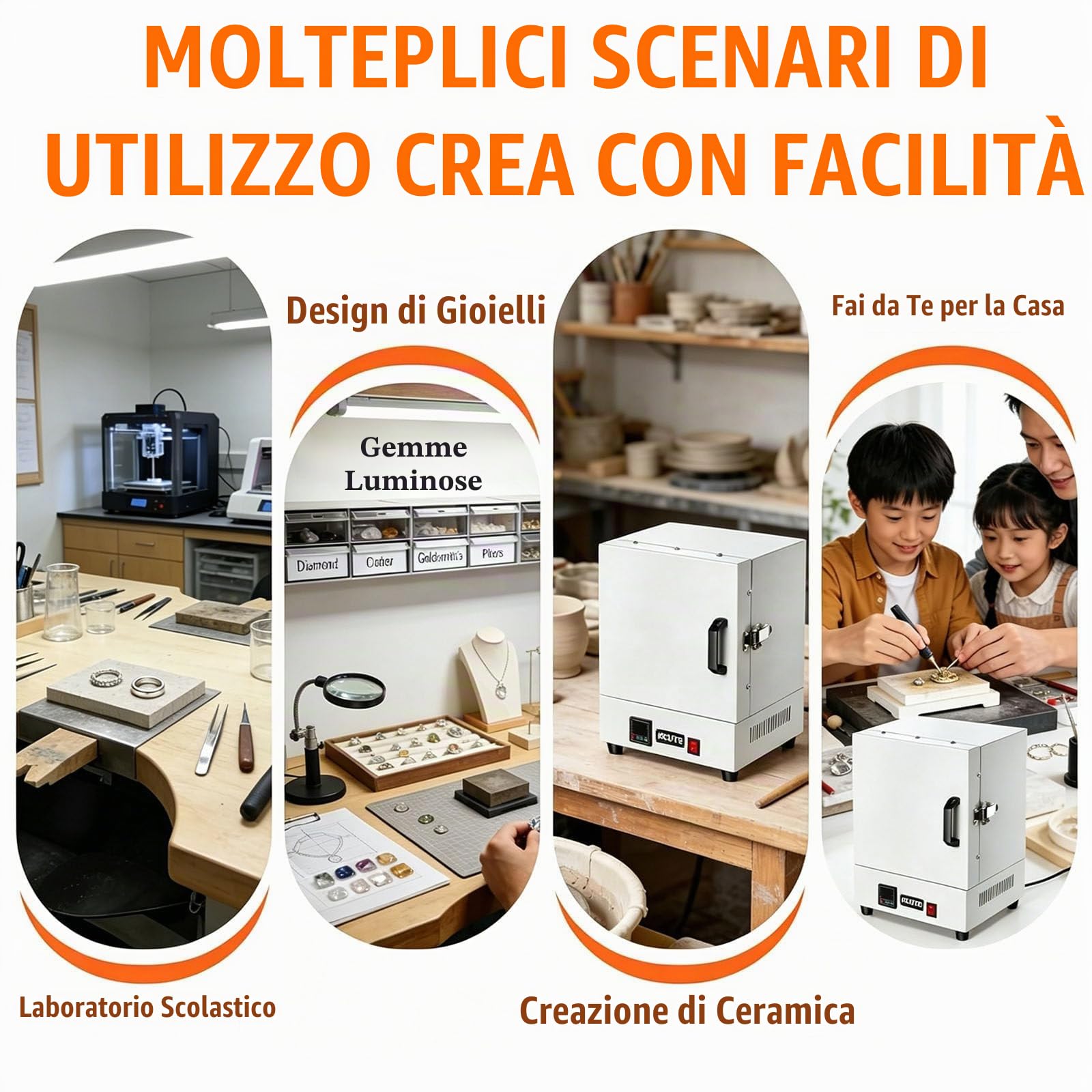 Forno Elettrico per Ceramica 2000W – Mini Forno a Muffola con Controllo Digitale Preciso ±1°C, Forno Compatto per Casa, per Metalli, Gioielli, Vetro, Argilla e Trattamenti Termici