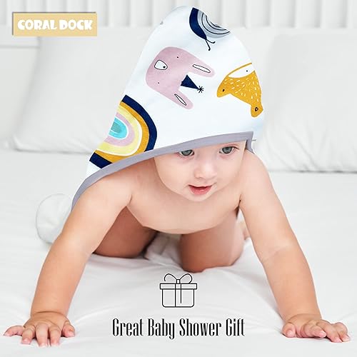 Miniatura 3 de CORAL DOCK Paquete de 3 toallas de baño con capucha para bebé, artículos esenciales para recién nacidos, toallas de baño para bebés, regalos para