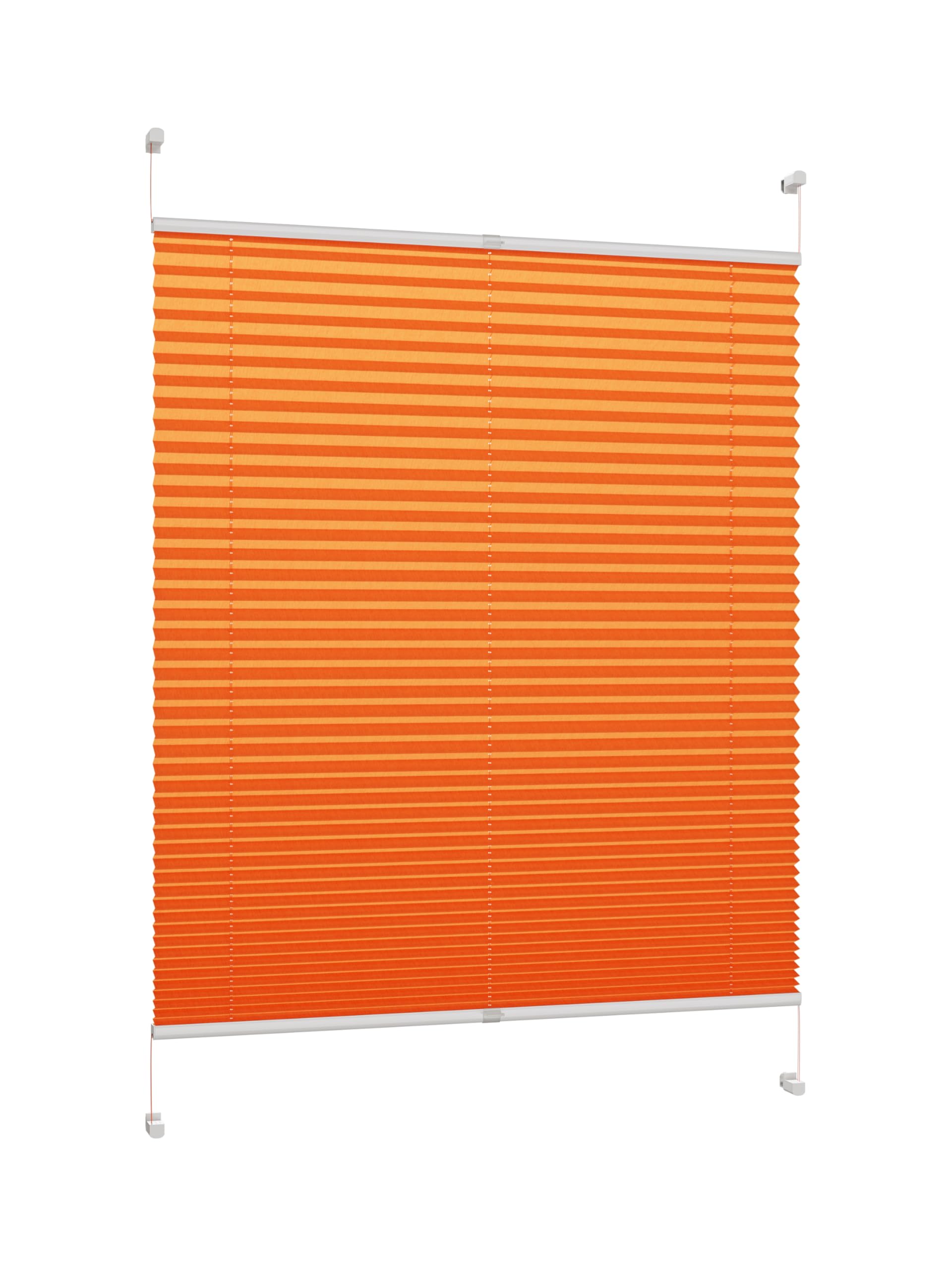 DécoProfi Plissee ohne Bohren Orange 80cm x 220cm I Verspannte Plissees nach Maß mit Klemmträger/Klemmfix I Blickdichte Innenrahmen-Plissees zum Klemmen