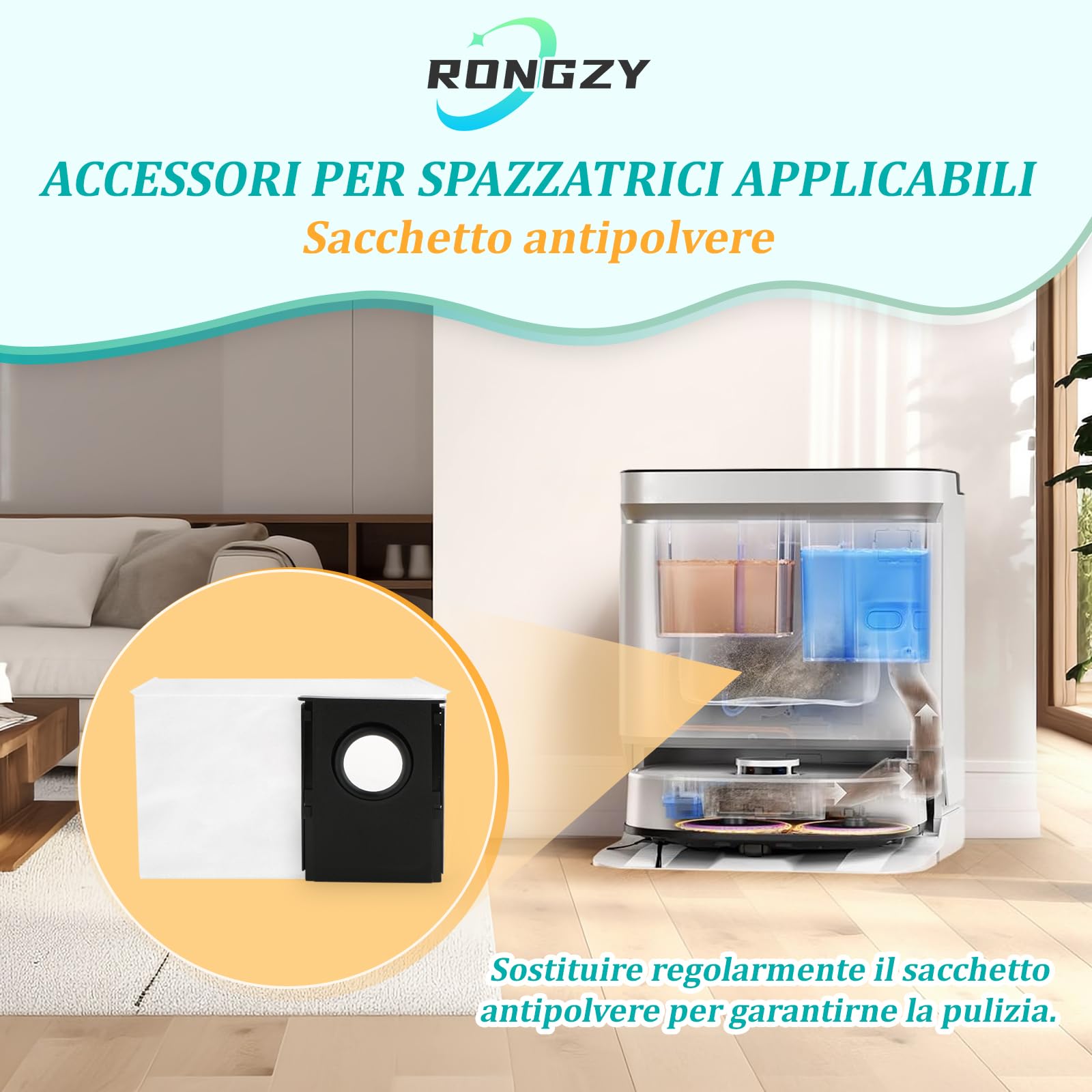 5 Sacchetti Polvere Per Robot Aspirapolvere Q11 - Sudemota, Sostituzione Facile