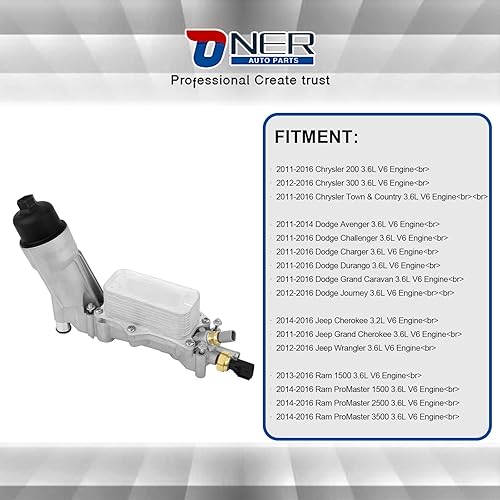 Miniatura 6 de 926-876 926-959 - Enfriador de aceite de motor de aluminio y adaptador de carcasa de filtro de aceite, compatible con Chrysler 200 300 2011-2016,