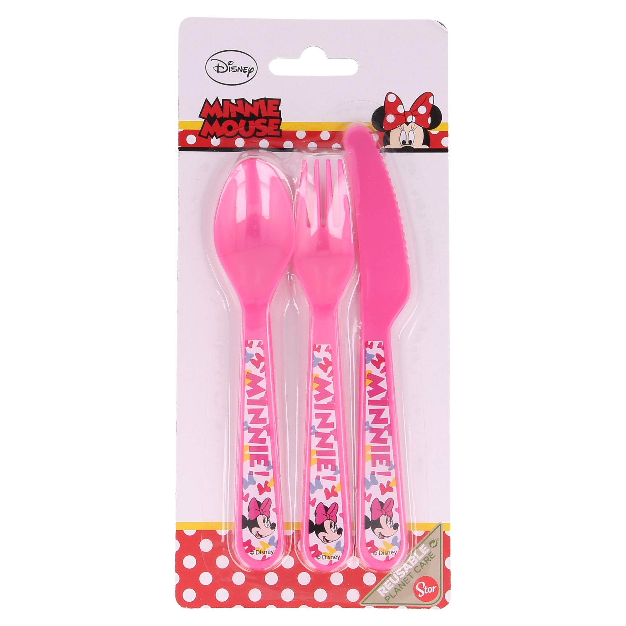 Stor 3 Pcs Pp Flat Cutlery Set Minnie So Edgy Bows
