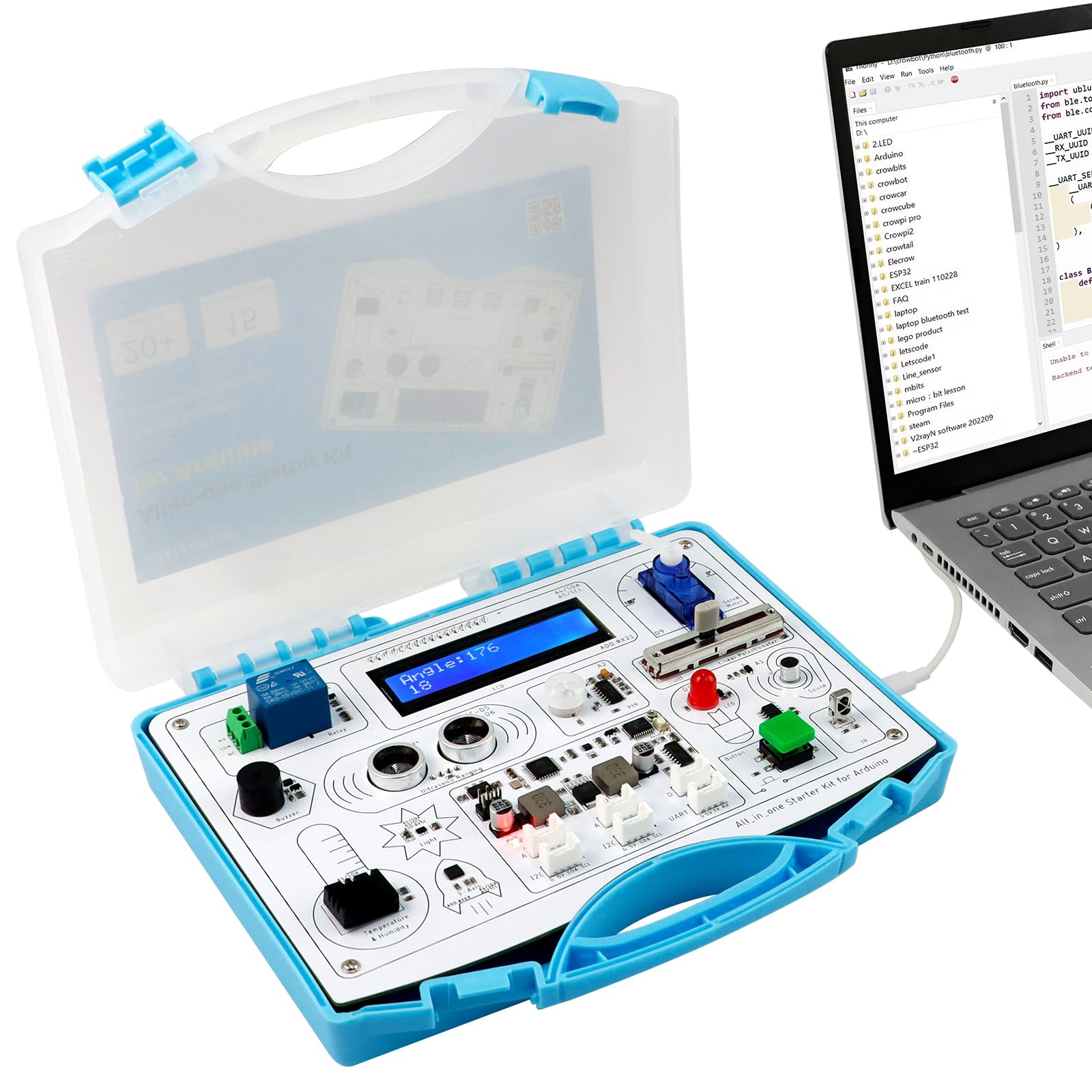 ELECROW Kit de démarrage tout-en-un compatible Arduino avec 15 capteurs et 21 leçons