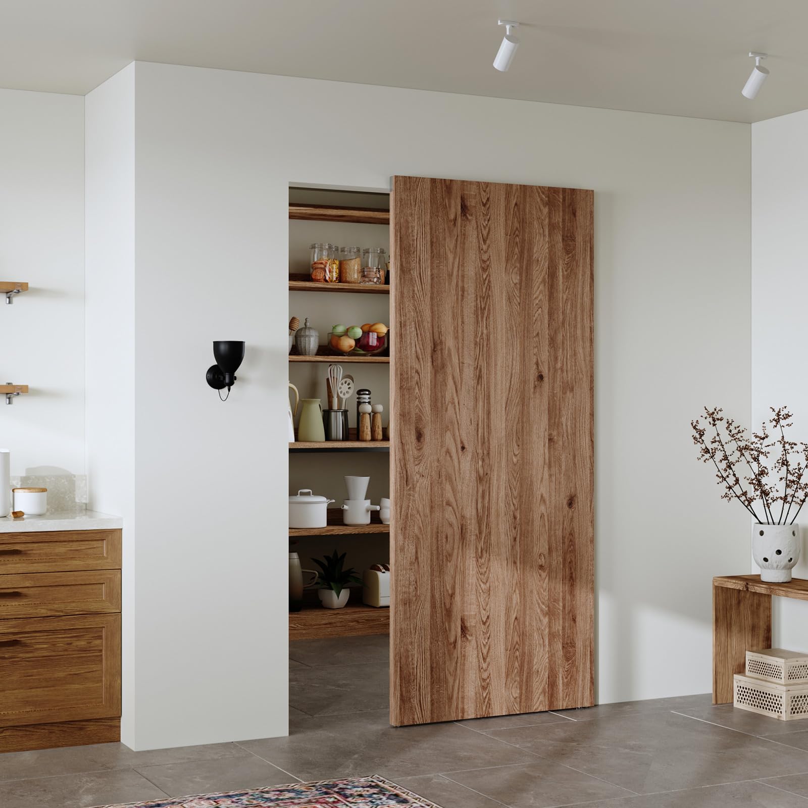 CEAKIAN 38 Inch Concealed Sliding Barn Door Hardware Kit with Soft Close Mechanism for 30 Inch Passage Opening, Concealed Aluminum Rail System, Wall Mount
