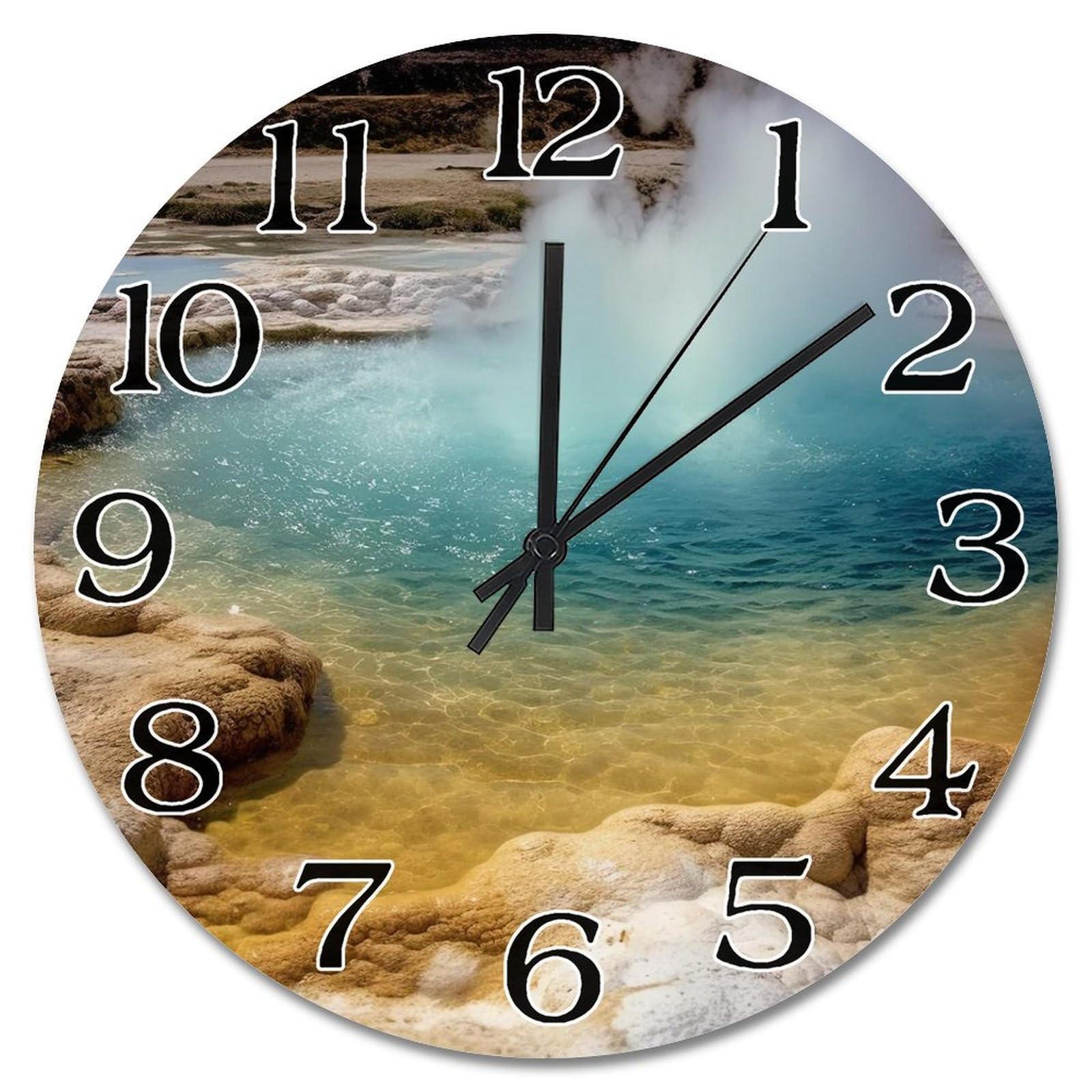 Horloge murale en bois de 38 cm pour salon au motif de parc national