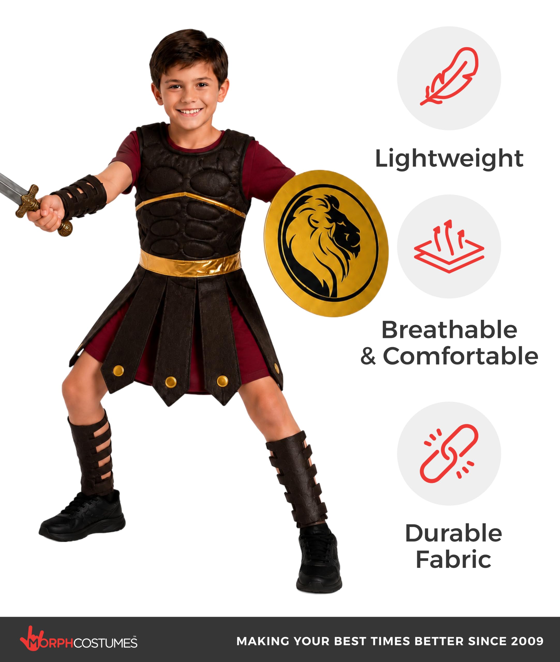 Fun Shack Costume Gladiatore Bambino, Costume Romano Halloween Bambino