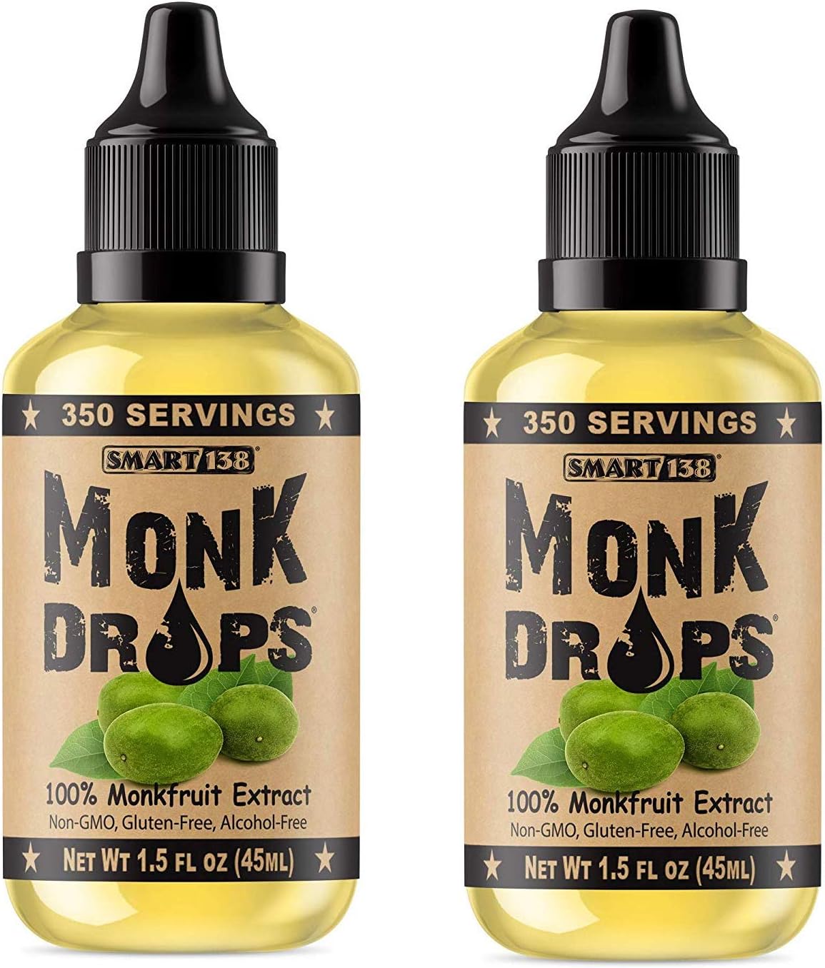 Monk Drops - 100% Monkfruit Liquid Sweetener, Zero Glycemic, Zero Calories, Zero Sugar, No Added Water, Concentrated Monk Fruit (350 Servings) (Original, 2 Pack)