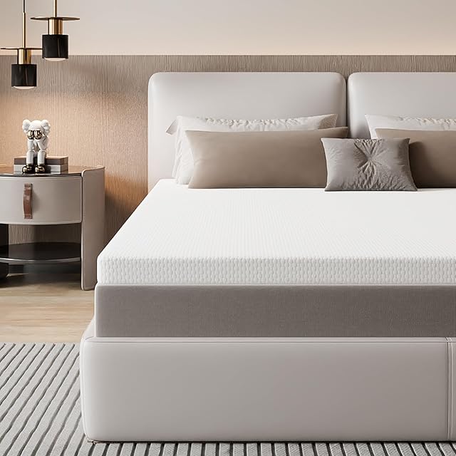 WOWTTRELAX Memory Foam Mattress Topper Double Bed, 3 IN Dual-Layer Extra Thick, Flexible Ventilated Design With Washable & Removable Knitting Cover, Back Pain Support (135x190x7cm)