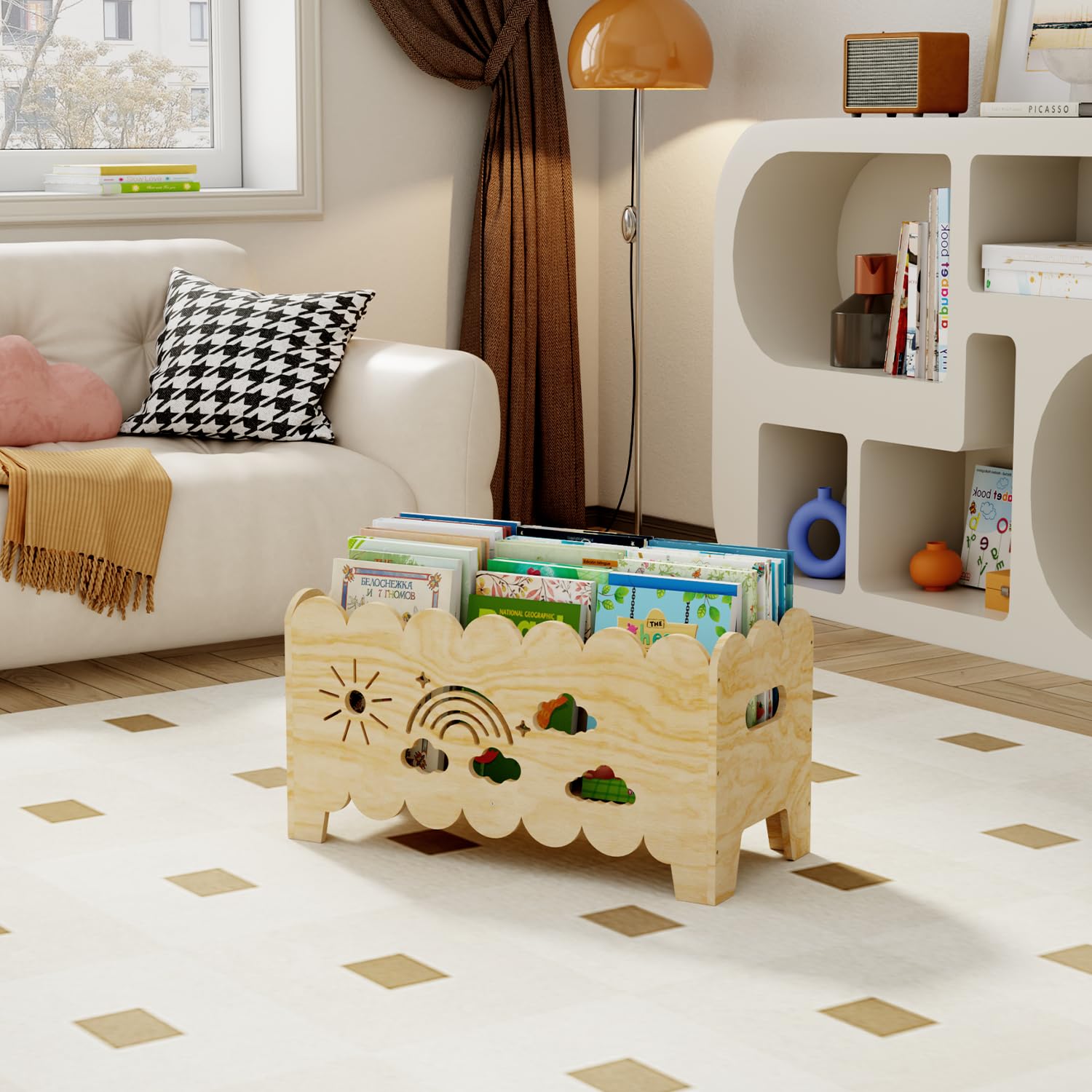 Montessori Bibliothèque en bois pour enfants - Pour coin lecture, chambre de bébé, bibliothèque pour chambre d'enfant, jardin d'enfants et salle de classe