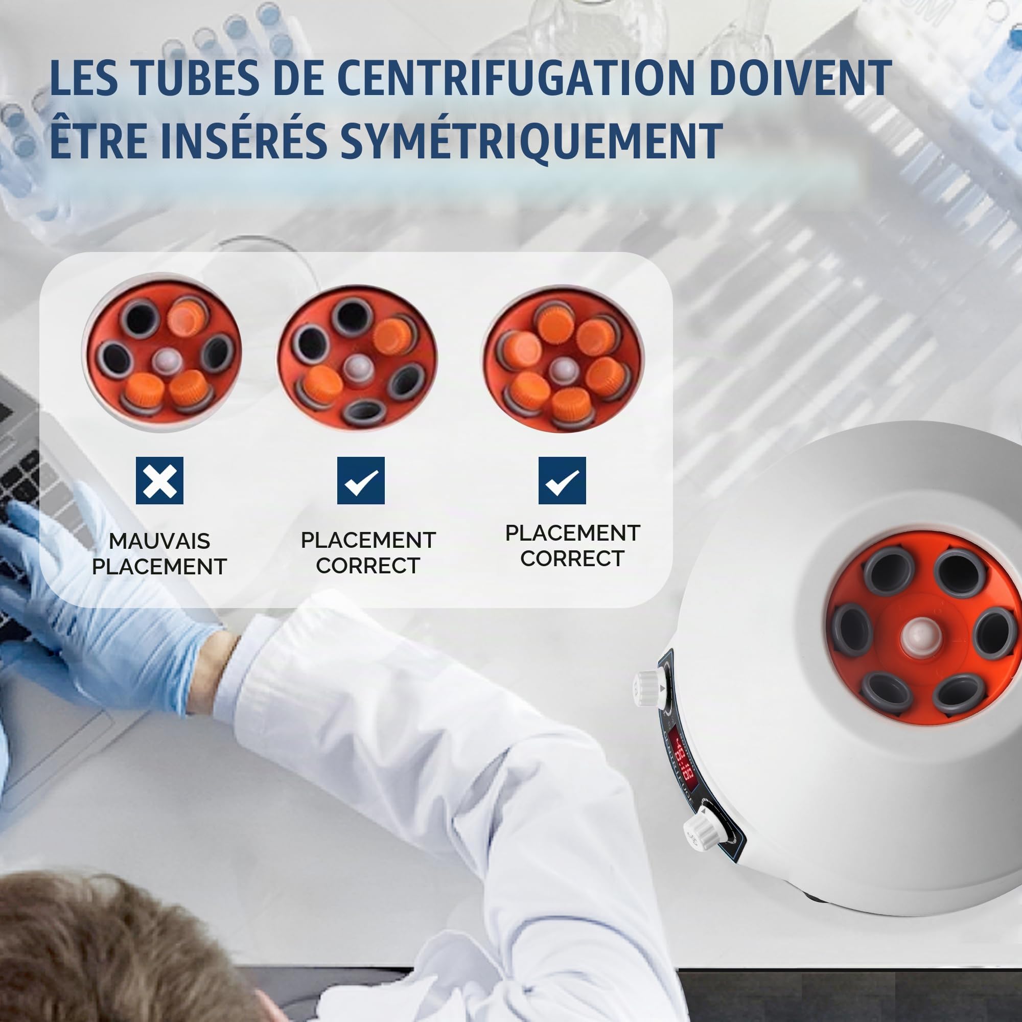Centrifugeuse Laboratoire 6x15ml avec écran LCD, Centrifugeuse PRP Plasma 4000rpm, limite de 100min, 1953xg, pour le sang, le plasma, la pratique médicale-220V