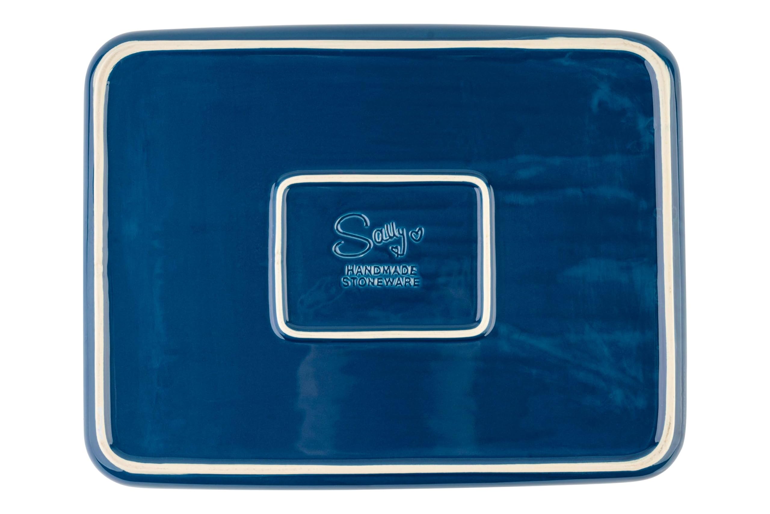 Sallys Stoneware Ofenform eckig 36 x 28 x 7 cm - Auflaufform aus natürlichen Materialien, kratz- und schnittfest (Night Blue)