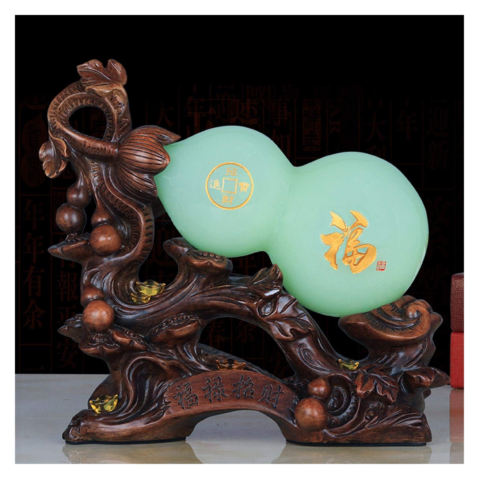 BHGFYXBS Statues Ornament Exquisite Gourd Ornaments Traditional Chinese Feng Shui Decor Wealth Prosperity Statue Best Housewarming Congratulatory Gift,Feng Shui Décor Feng Shui De