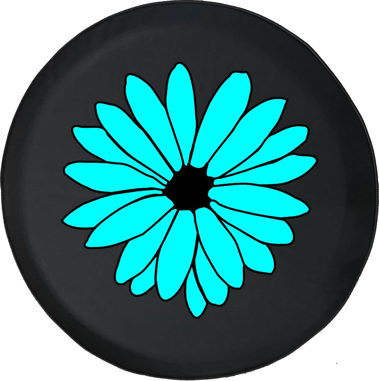 Teal Pretty Flower Black 32 Inch with Backup Camera Hole Spare Tire Covers