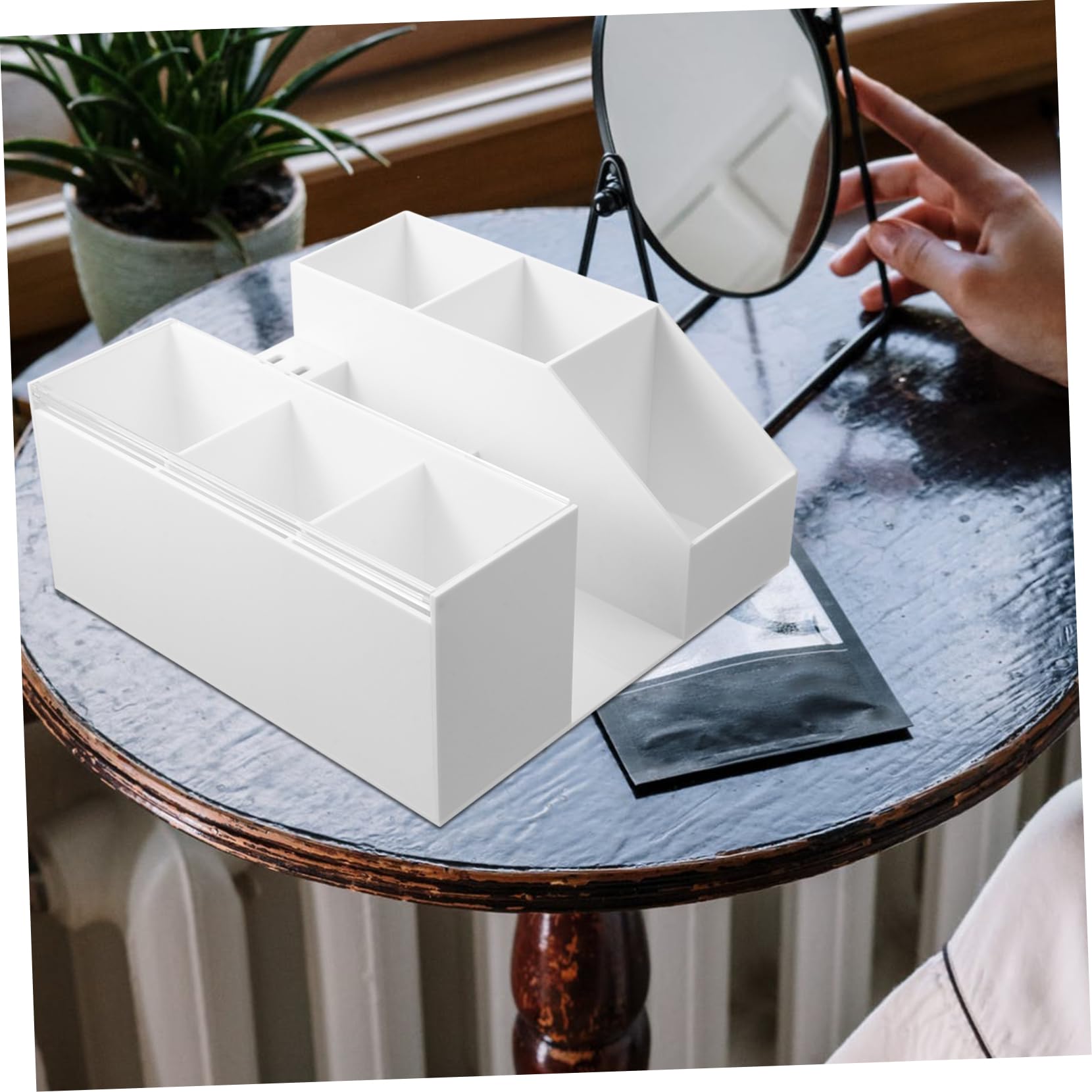 Mikinona Scatola Portaoggetti per Pinzette per Ciglia in Acrilico Bianco, Organizer per Trucco da Tavolo, Design Unico e Semplice, per Casa e Bagno, Migliora L'efficienza del Lavoro