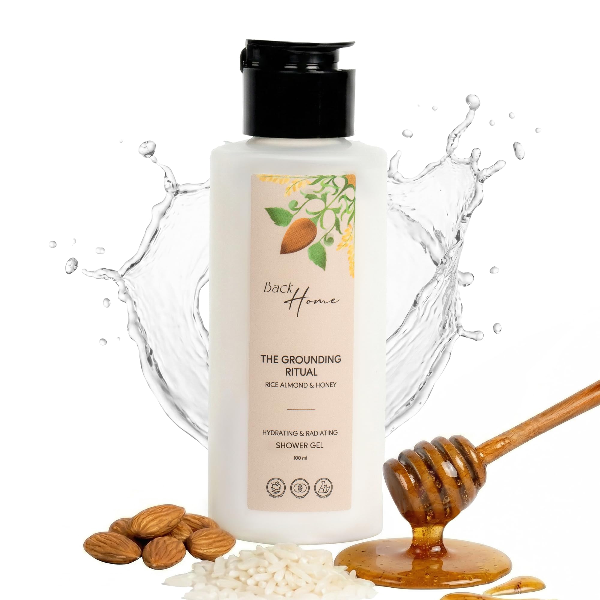 Back Home Rice, Almond & Honey Shower Gel 100 ml | Sulphate Free Hydrating Body wash | Inspired by Traditional Indian Ingredients-image-29