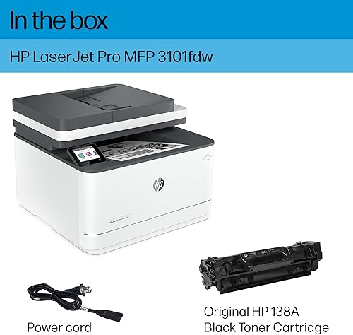 Miniatura 5 de HP LaserJet Pro MFP 3101fdw Impresora láser inalámbrica todo en uno en blanco y negro, escáner, fotocopiadora, fax, mejor para oficina (3G628F)