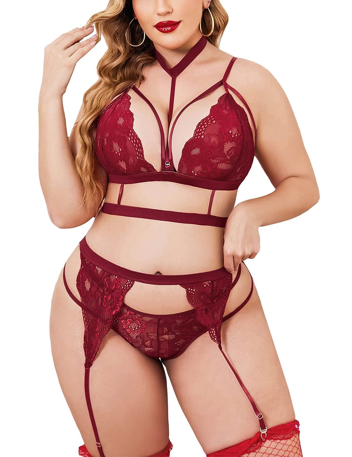 skmodel stylish Women Bra Panty Linegrie Set with Garter Belt and Leg Strip for Women Honeymoon Special Night Occasion Valentines (Without Stocking)-picture-15