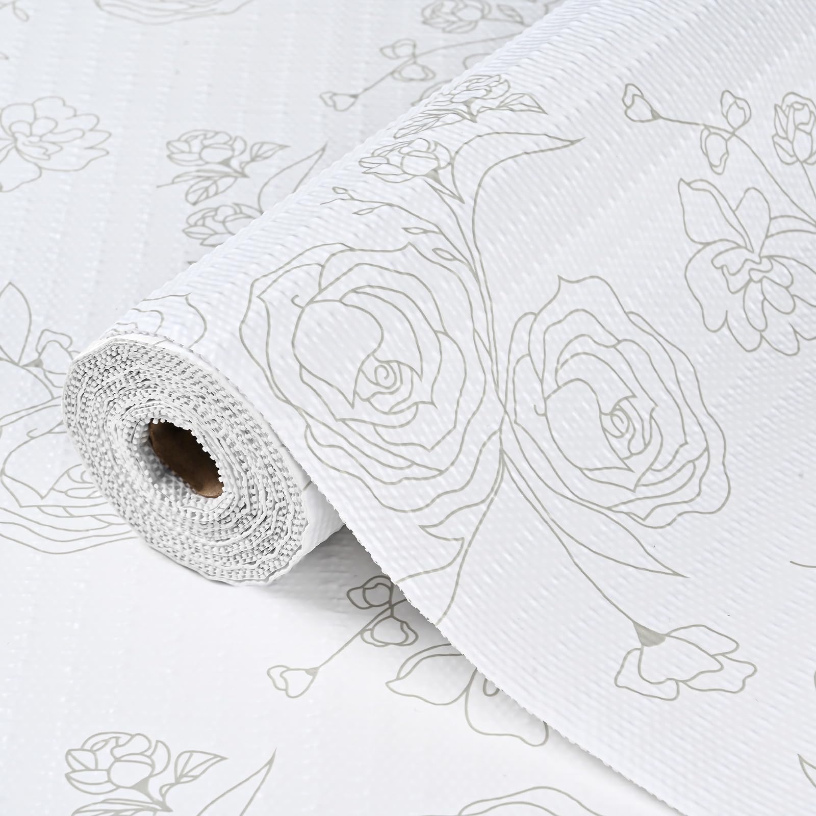 Insigoo Shelf Drawer Liner for Kitchen Cabinets Non-Adhesive Shelf Liner Paper Non-Slip Strong Grip Drawer Liner Cabinet Liners Thickened Easy to Clean for Tool Box Pantry (Rose, 12In x 20FT), Gray