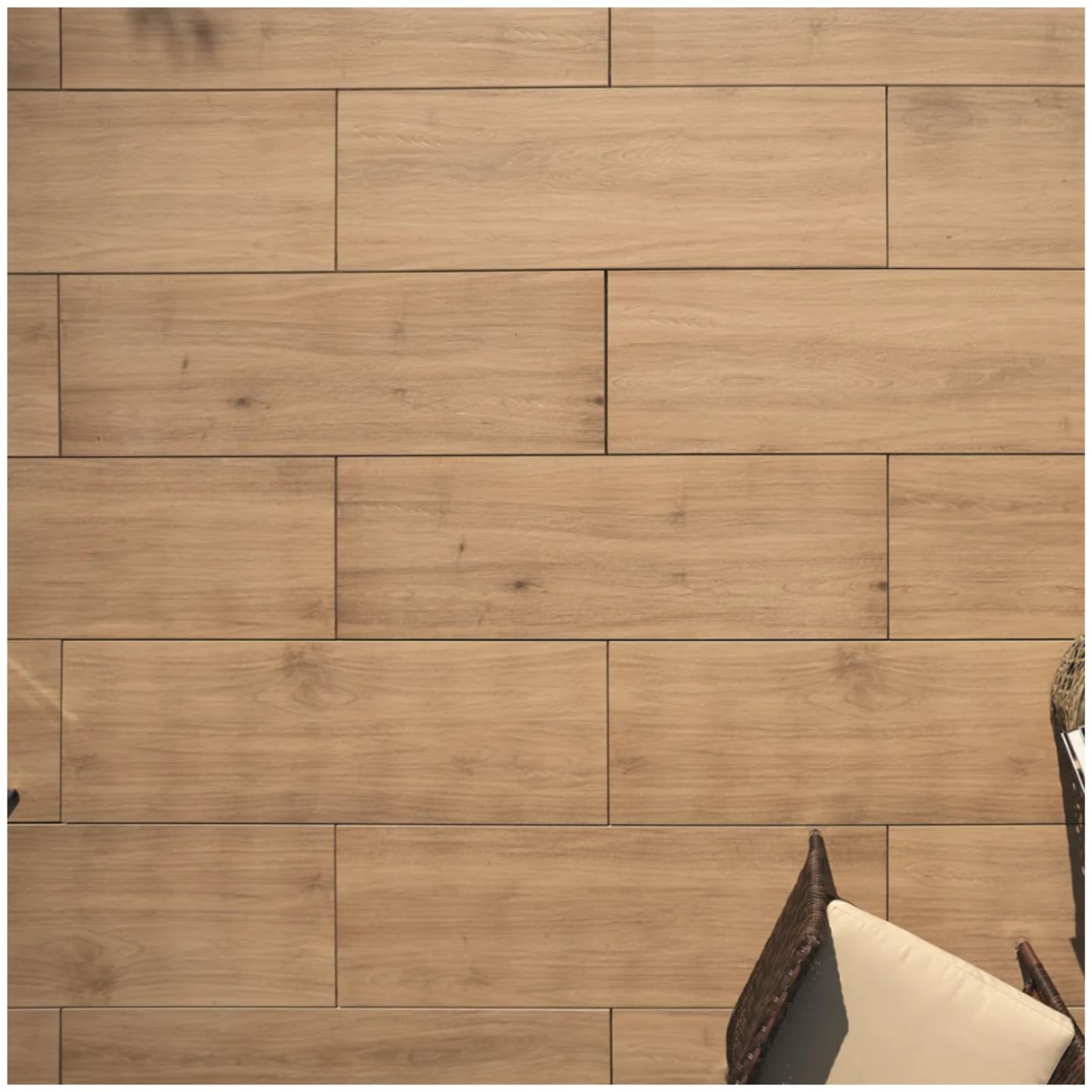 HORI Terrassenplatte Noce Braun Feinsteinzeug Komplettset 120x40x2cm Außenfliese Rutschfest R11 Frost-und Salzbeständig Fläche: 6 m² Verlegeart: inkl. Plattenlager Höhe: 18-32 mm