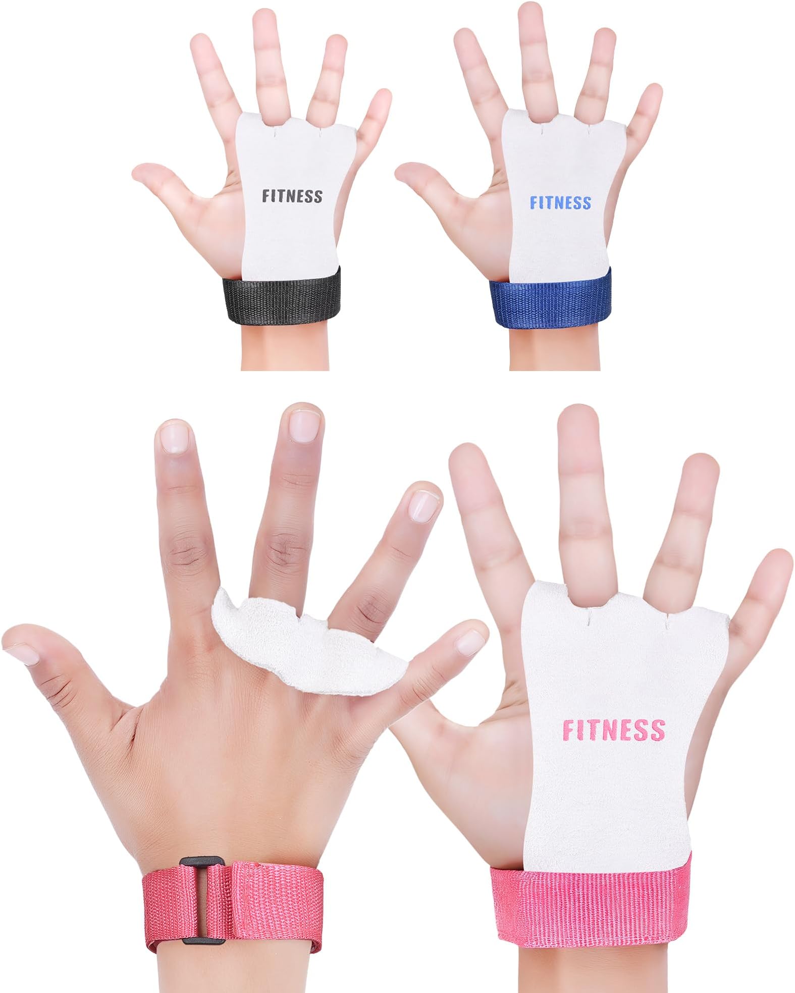 FITNESS Gymnastics Grips for Kids & Youth Leather Palm Protector Bar Gloves for Girls & Boys - Junior Gymnastic Equipment for Bars, Pull-ups, Kettlebells Adjustable Wrist Support