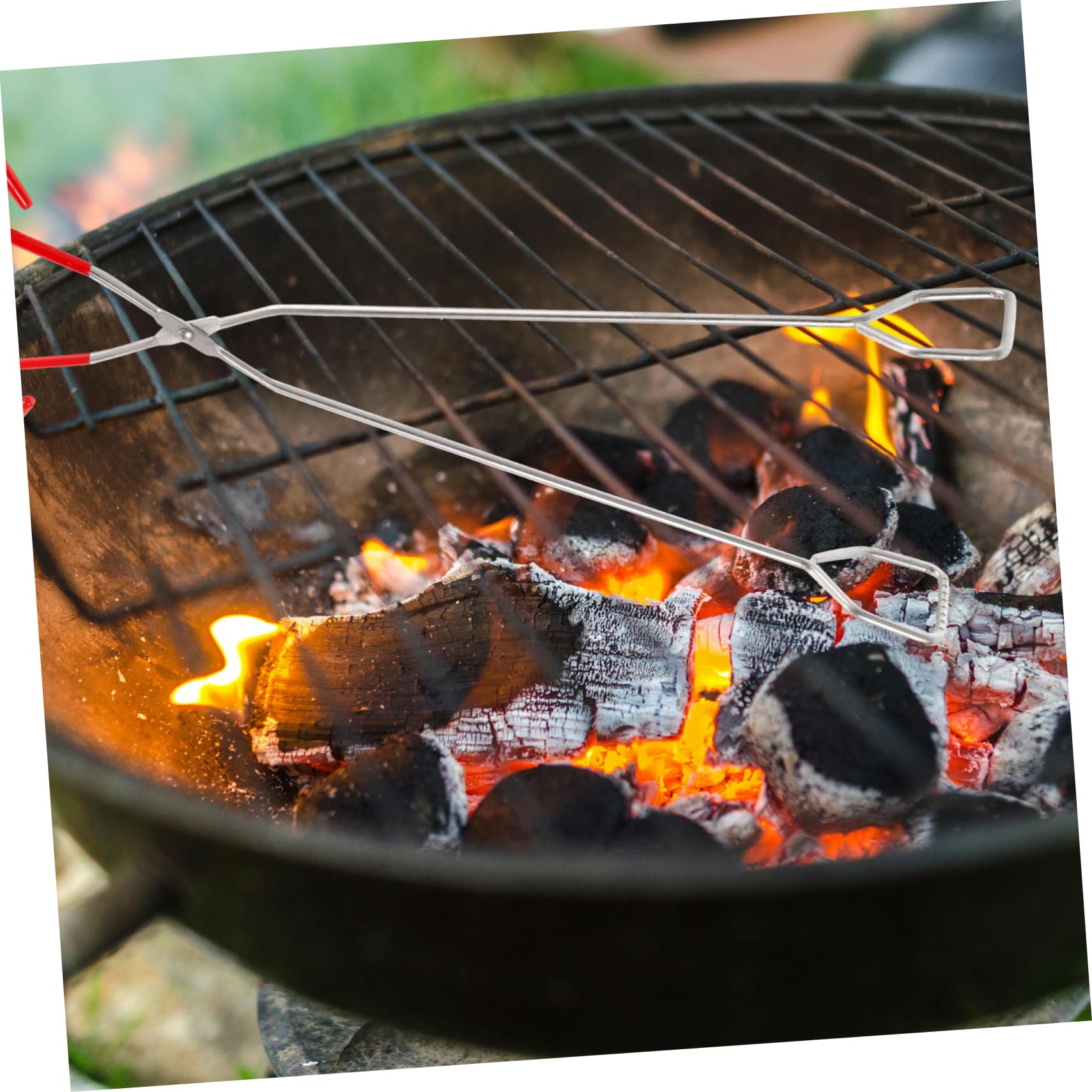 TOYANDONA 5 Stück Lange Grillzange Kaminzange für Bbq und Camping Robustes Werkzeug zum Greifen von Holzkohle und Feuerholz Zubehör für Außenbereich und Grillpartys