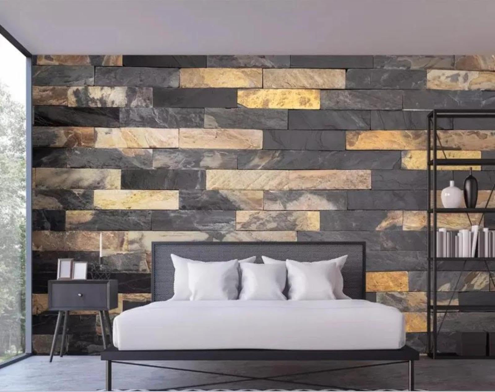 Papier peint mural brique 3D revêtement intissé salon chambre