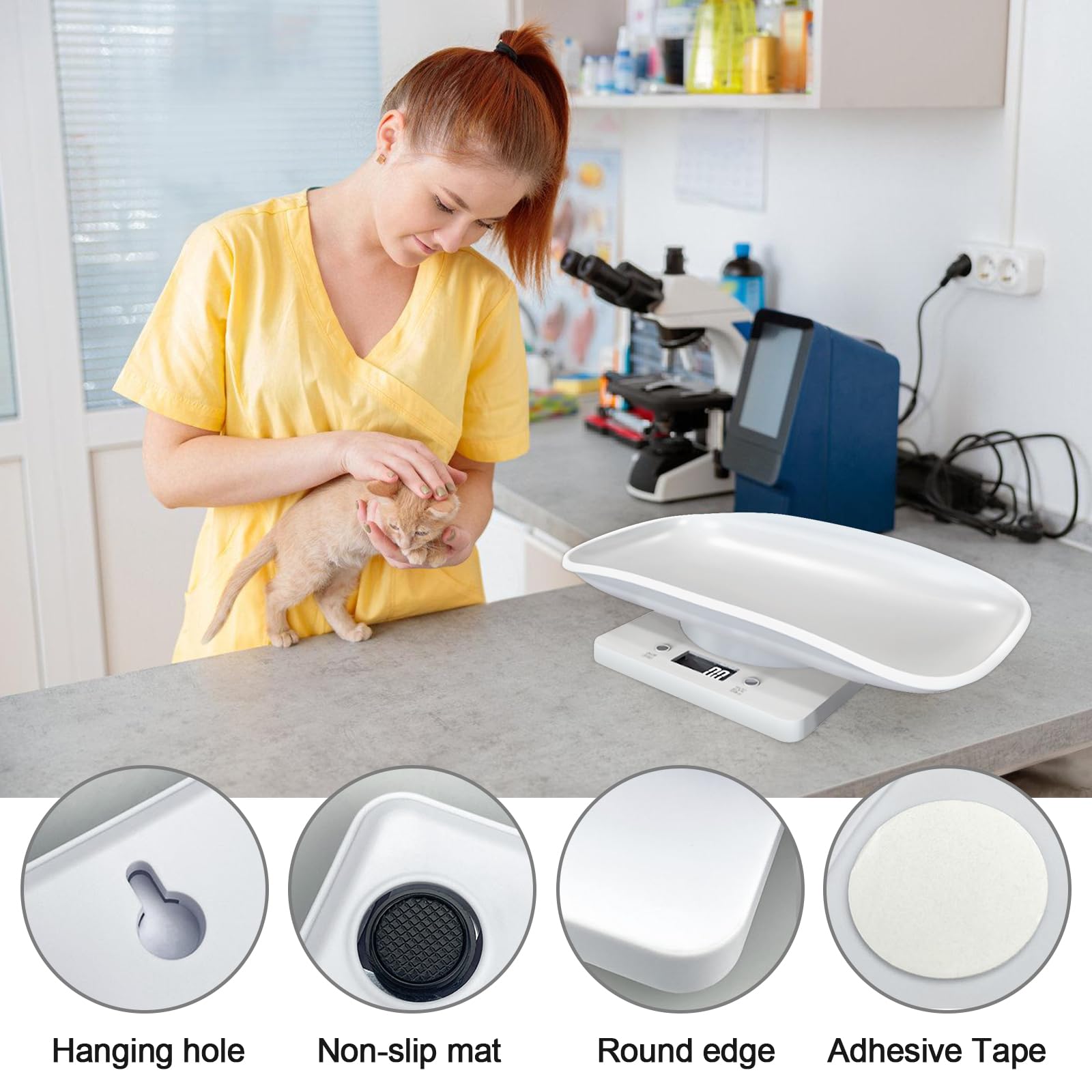 Báscula digital para mascotas, escala de 15 kg (± 1 gramo), báscula para animales pequeños, mini báscula con pantalla LCD, báscula digital para bebés, báscula electrónica de cocina, para gatitos,