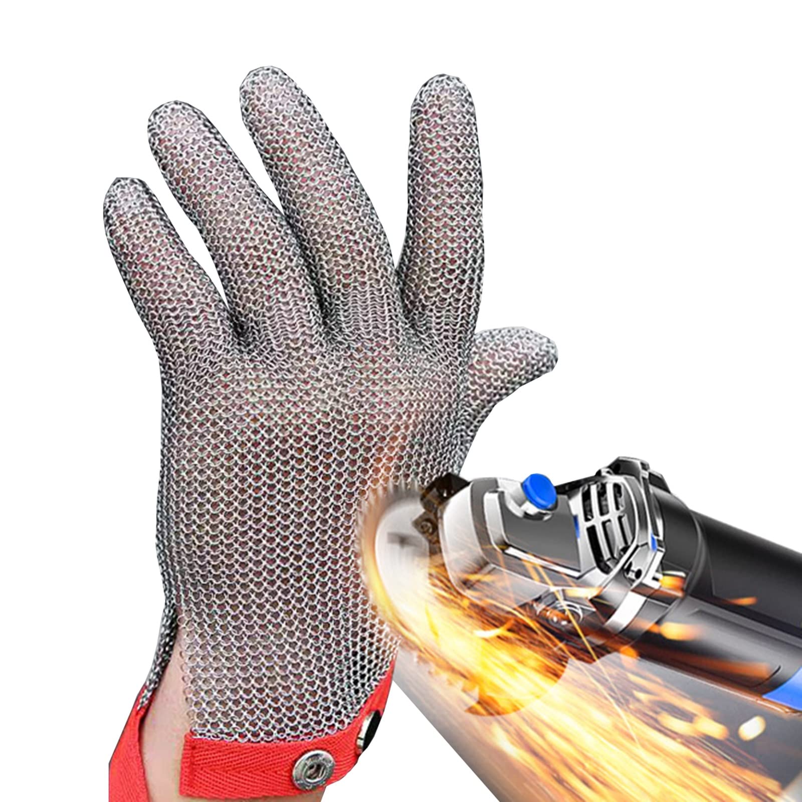 Guantes Resistentes al Corte de Malla de Acero Inoxidable, Guantes de Trabajo cómodos y Resistentes al Desgaste, for Cortar Carne, Sacrificio, exploración al Aire Libre