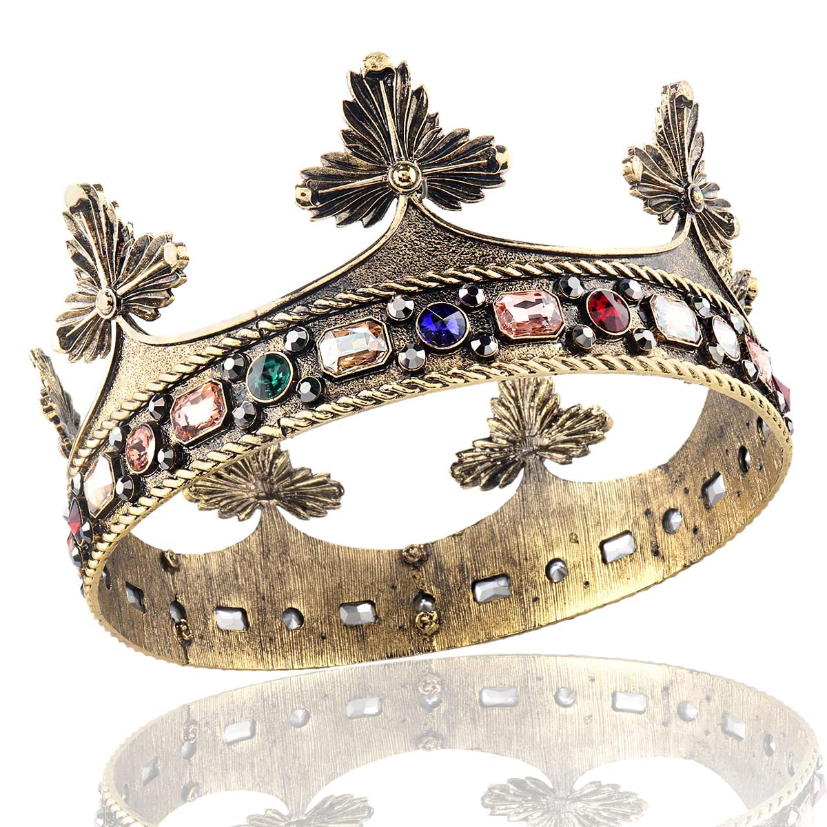 Barroco de los hombres del rey de aleación de gran corona de perlas de cristal real príncipe de las mujeres accesorios para el cabello para la fiesta de cumpleaños de Halloween de disfraces