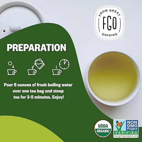 Vista 283 de FGO Té de menta orgánico, 100 unidades, bolsitas de té ecológicas, sin cafeína, el embalaje puede variar (paquete de 1)