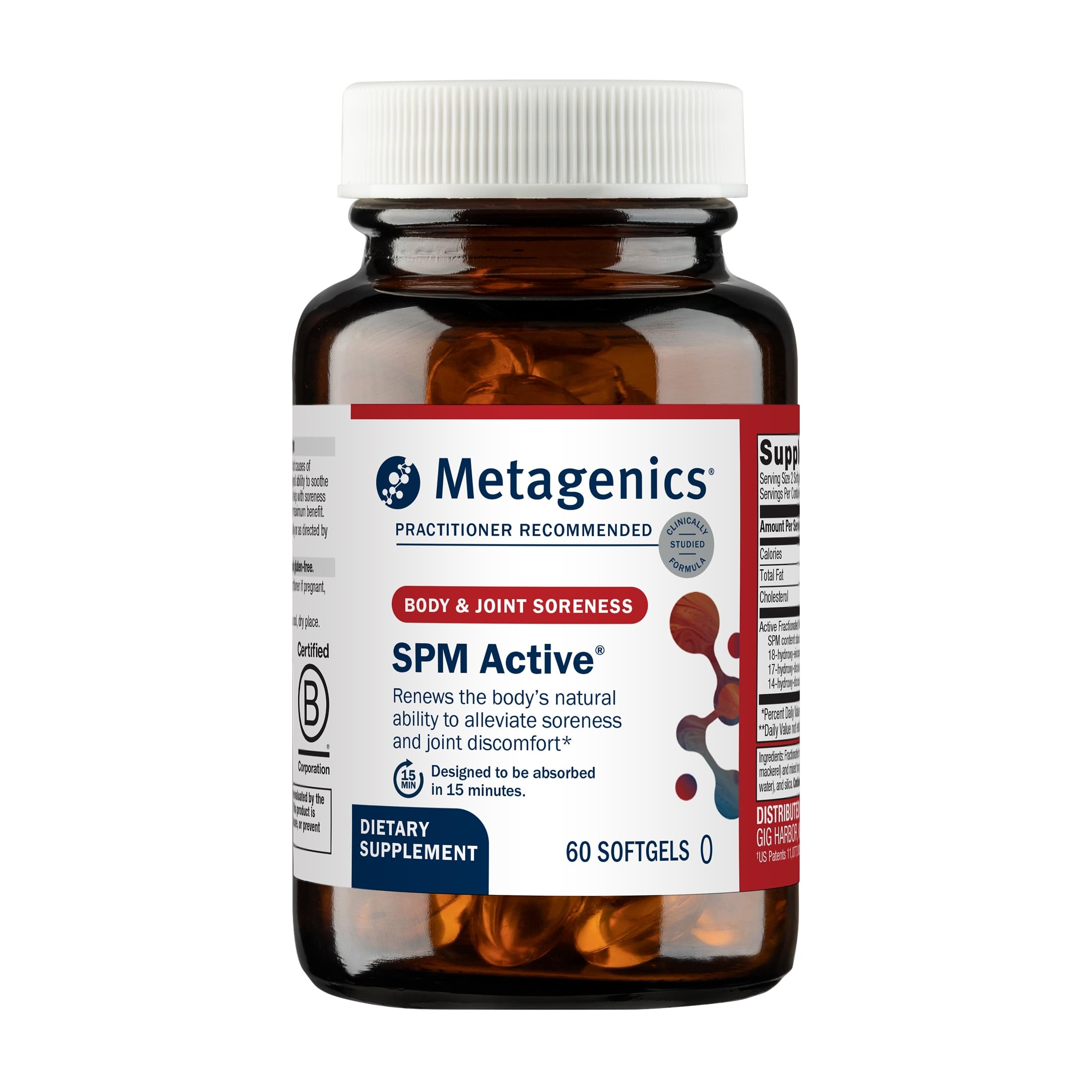 Metagenics SPM Active — suplemento de ômega-3 com mediadores especializados de resolução, 60 cápsulas gelatinosas