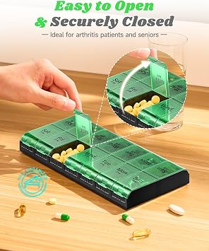 Extra Large Pill Organizer 2 Times a Day, XL 7 Day AM PM Pill Box, Weekly Pill Case Twice a Day, Oversized Daily Medication Organizer for Vitamin Supplement and Big Fish Oil | Easy-Open,High-Capacity,Easy-Open,Senior-Friendly,AM/PM,Weekly-Tracking,BPA-Free,Long-Lasting