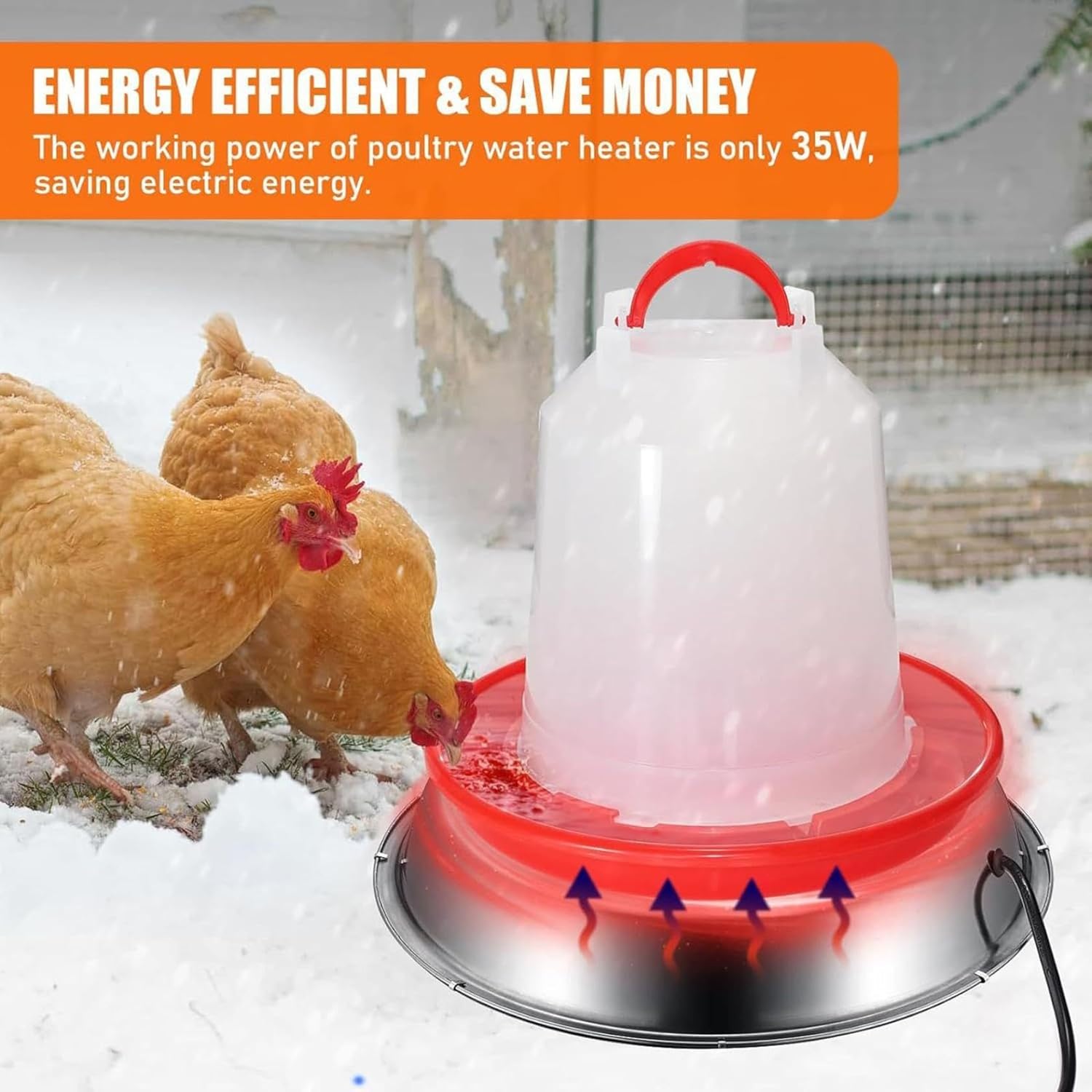 Heated Chicken Waterer Base for Winter, Outdoor Heated Chicken Poultry Bath Drinking Water, Outside Heating Poultry Feeder for Poultry Lovers (Sliver, 12in)