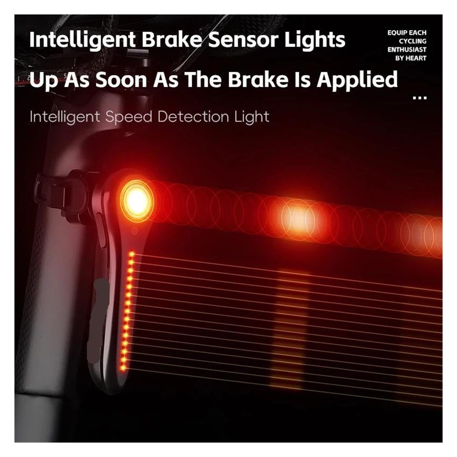 1 pieza de luz trasera de bicicleta con sensor de freno inteligente