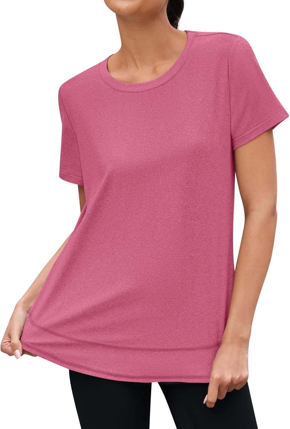 Womens Workout Tops Short Sleeve Crewneck Sports Yoga Running Shirts Quick Dry Outfits S-3XL - Image 4