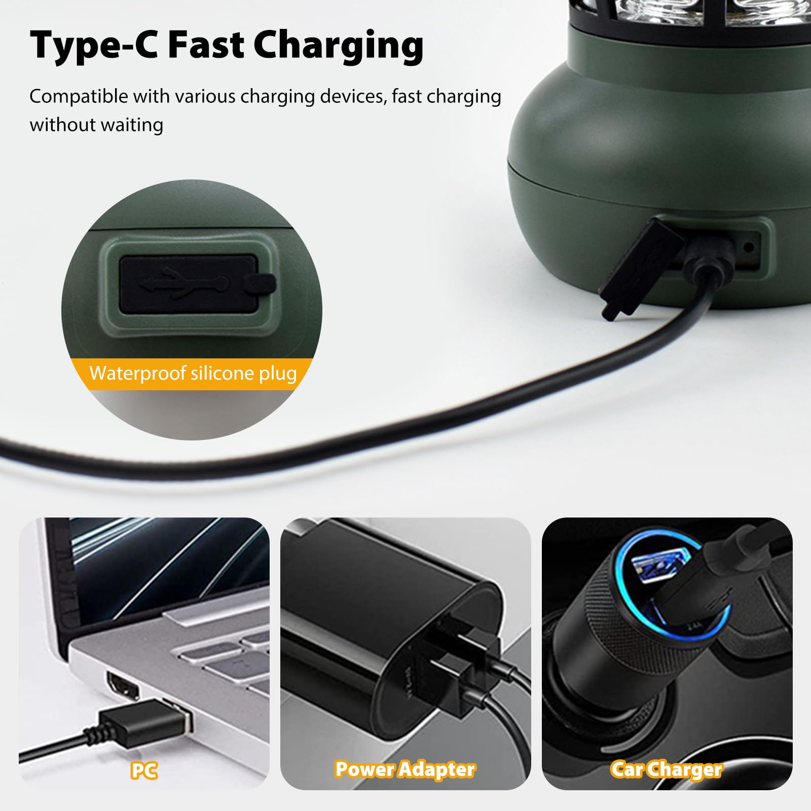 Ergocar Campinglampe, Led Outdoor Light Tragbares Ladewasser Und Wasserdicht, Einschließlich Usb -Datenkabel, Geeignet Für Innenhof, Notfall, Wanderweg