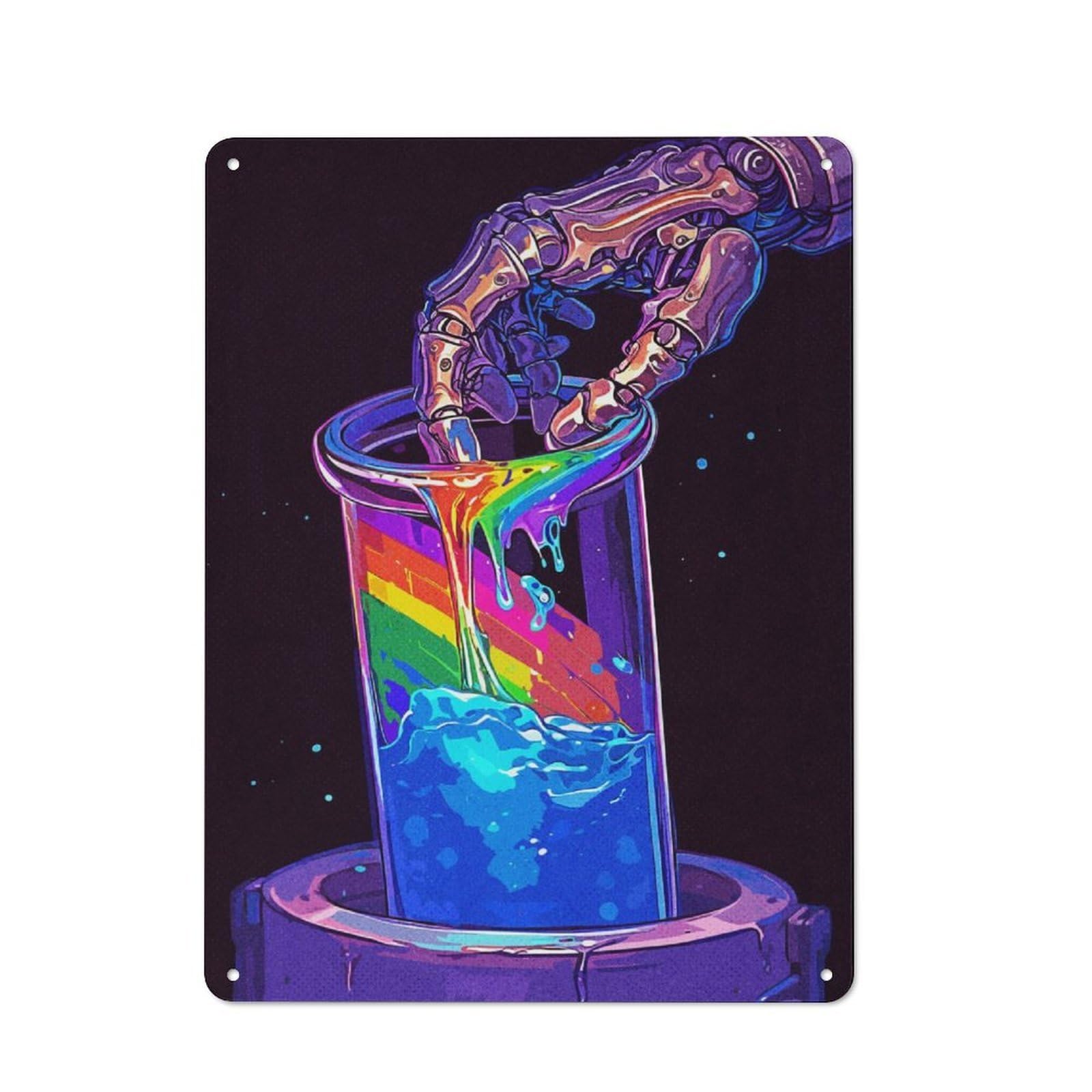 Junmoney Space Rainbow Metal Wall Sign 40X30cm Featuring For Living Room Wall, For Metal Sign Collectors, For Garage And Workshop Walls