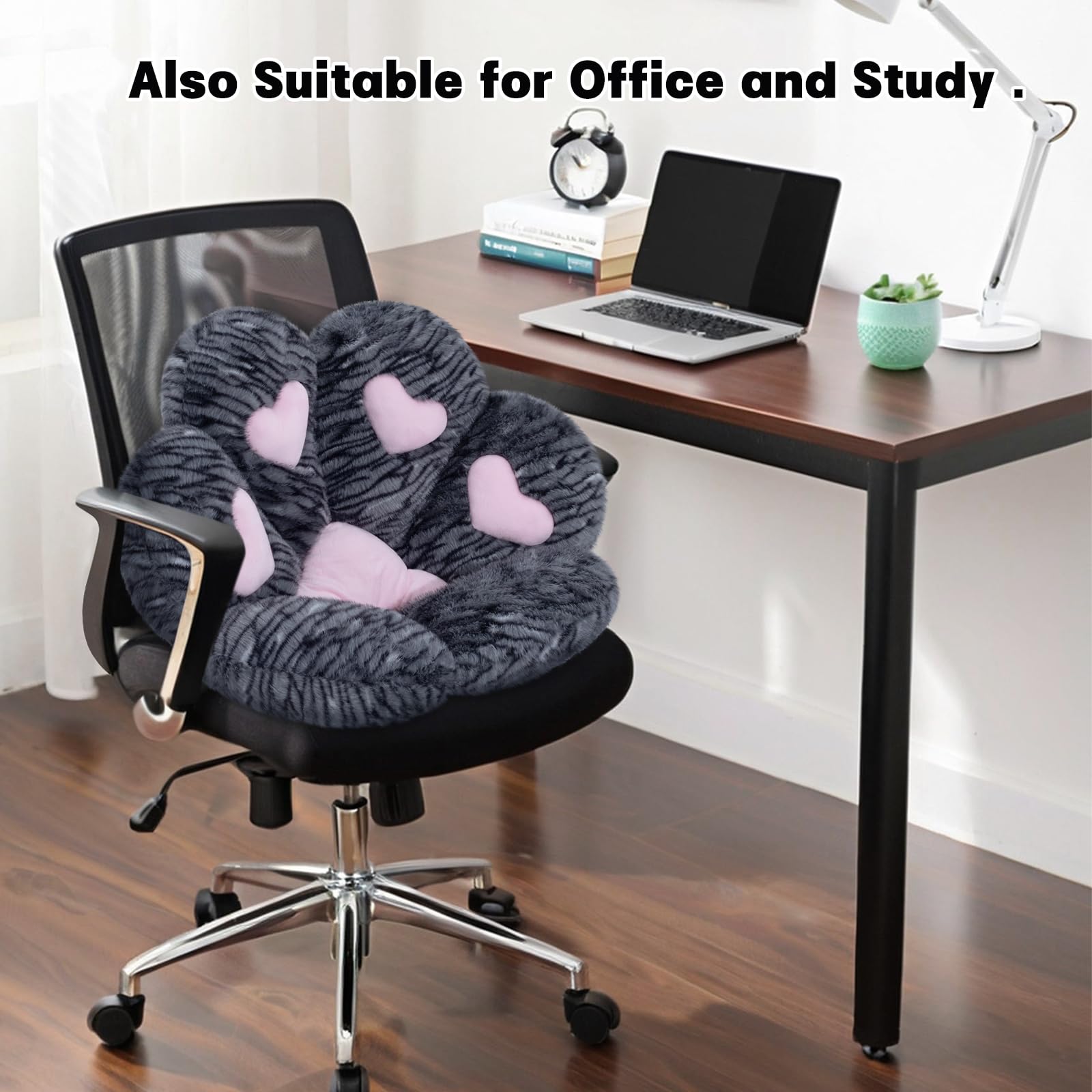 MOONBEEKI Cat Paw Cushion Chair Comfy Kawaii Plush Seat Cushions Shape Lazy Pillow for Gamer Chair 28"x 24" Cozy Floor Cute Seat Kawaii for Girl Worker Gift, Dining Room Bedroom Decorate Black: Black Silver 28 Inch