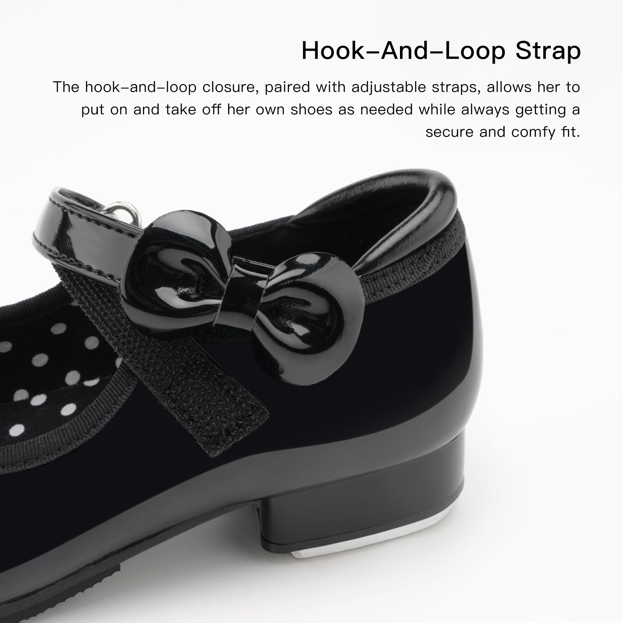 Stelle Girls Tap Shoes Toddler Dance Shoes PU Leather Easy Strap(Toddler/Little Kid/Big Kid)(Black,9MT)