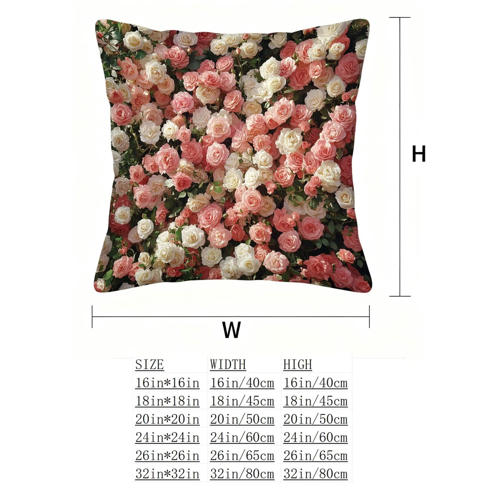 Rose Housse Coussin 60x60 Fleur Taie Oreiller 60x60 Lot de 4 Super Doux Protege Oreiller 60 x 60 Decoration Automne Taie D'oreiller Carrées Coussin Canape, pour Maison Chambre Canapé Chaise E - 530