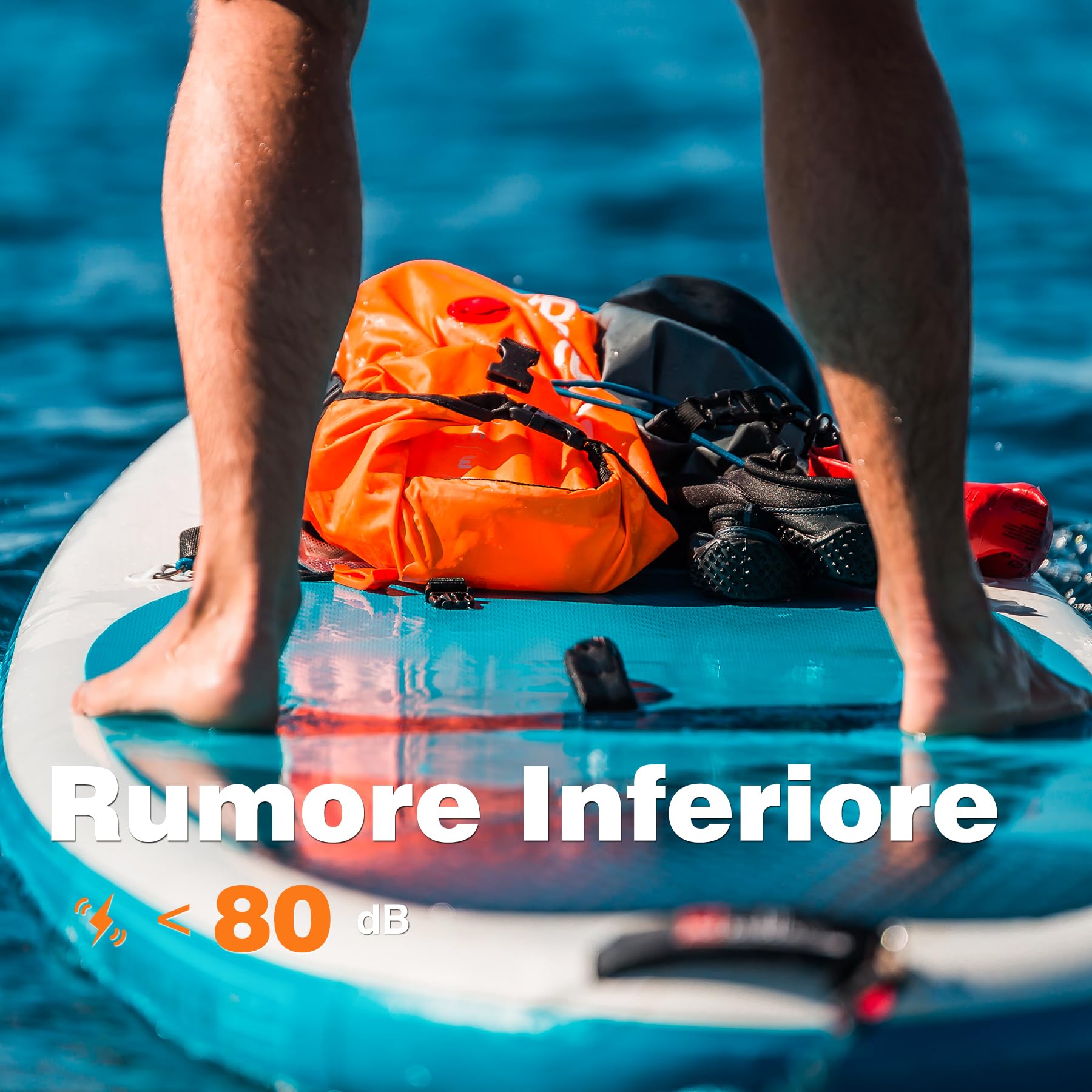 Pompa elettrica SUP 20 PSI - Pompa ad aria a doppio motore con arresto automatico, adattatore per auto da 12 V per tavole gonfiabili, kayak, barche - gonfiaggio silenzioso e veloce