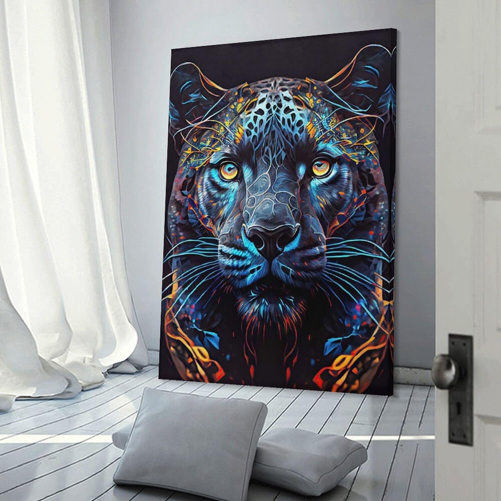 Junmoney Canvas Wall Decor The Black Panther, 24x36inch(60x90cm), for Living Room, Bedroom, Office Or Hallway, Decorative Artwork with Broad Appeal