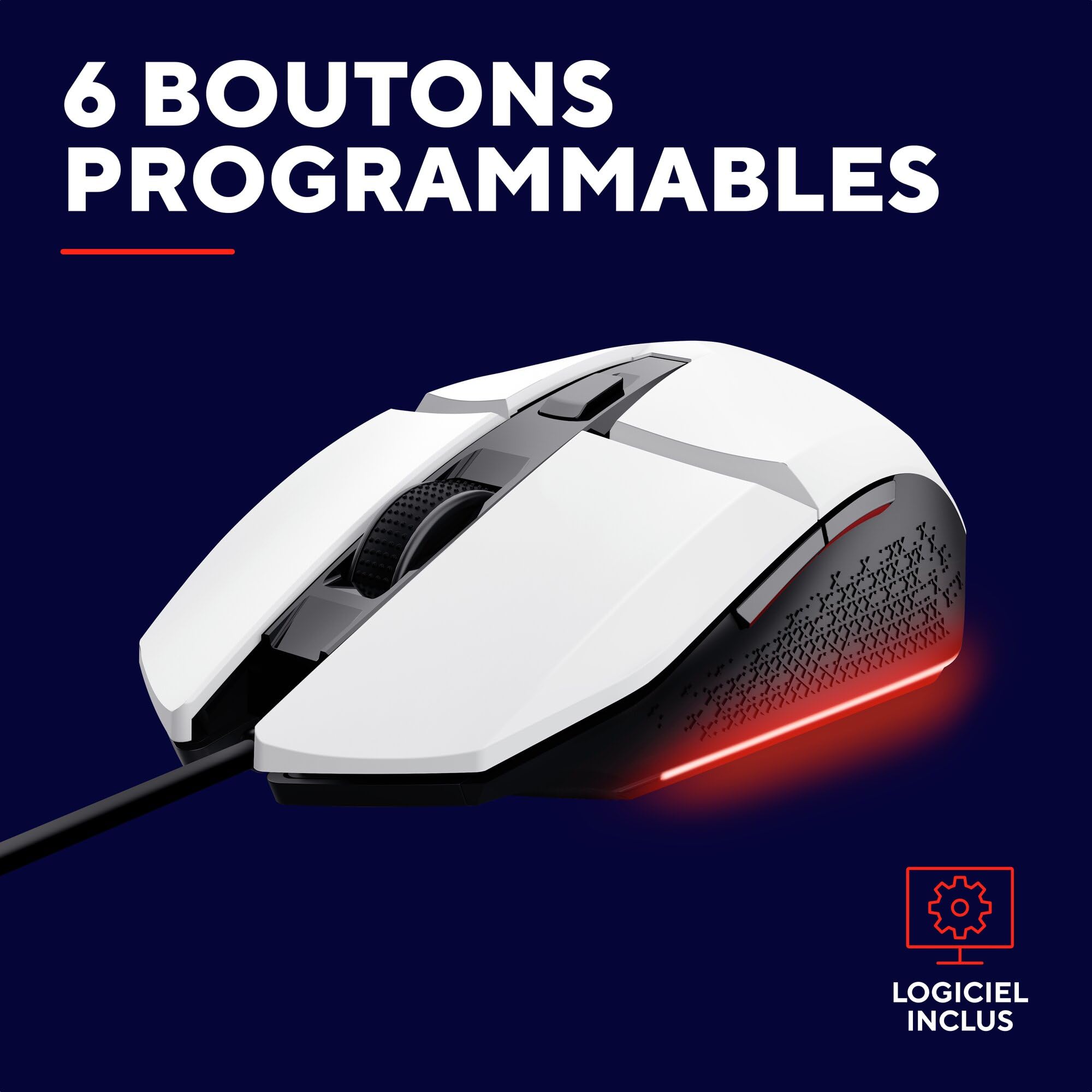GXTrust 1109W Vylax Gaming Mouse with 6 Programmable Buttons, Multi-Color LED Lighting, 200-6400 DPI, USB Cable 150 cm, Wired - 2
